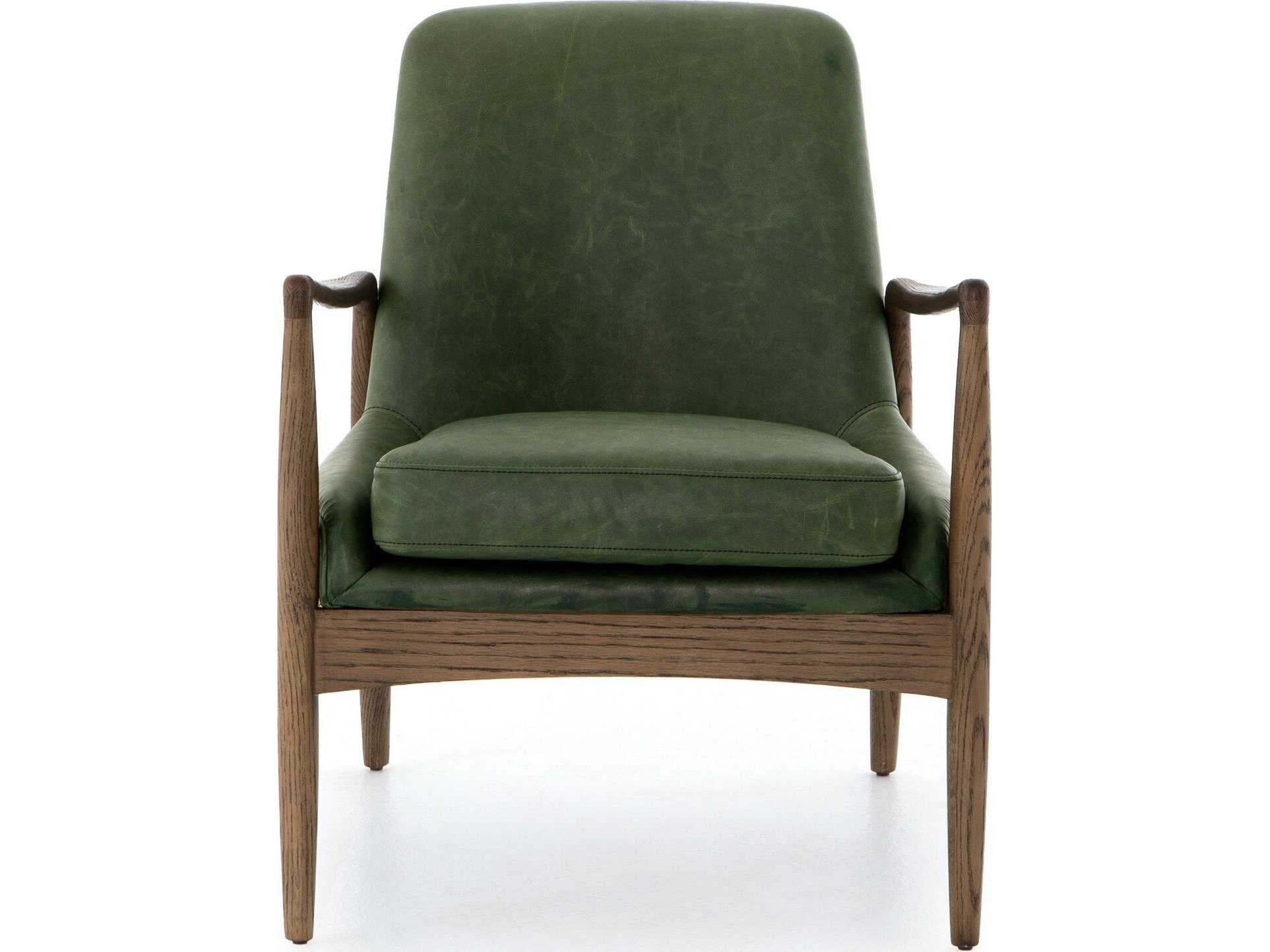 Four Hands Ashford Braden Green Leather Accent Chair
