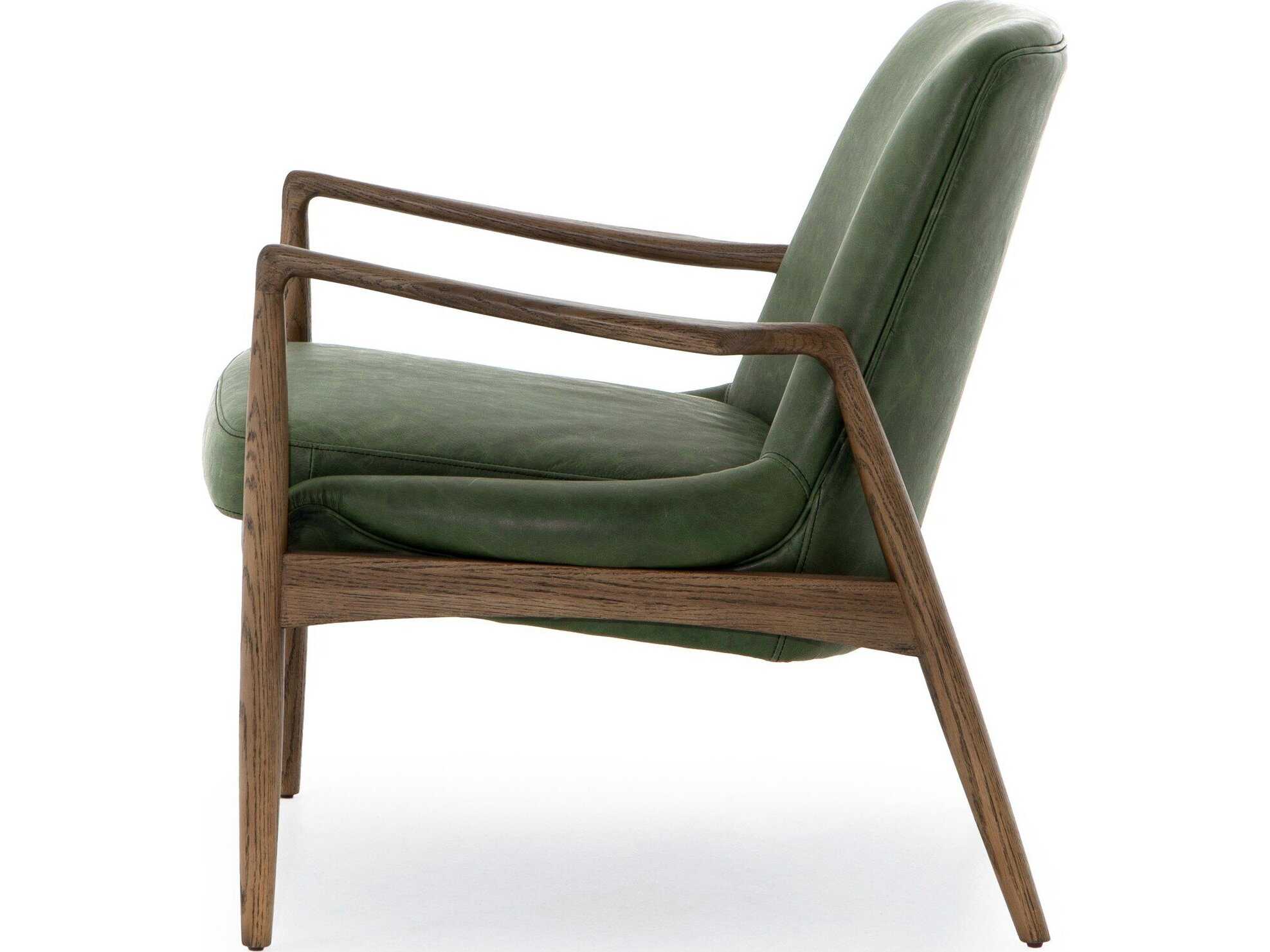 Four Hands Ashford Braden Green Leather Accent Chair