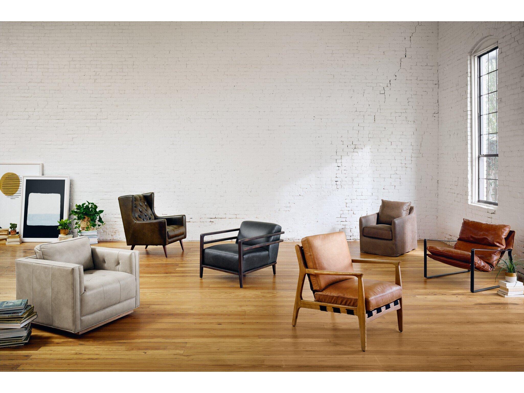 Four Hands Bishop Silas Brown Leather Accent Chair