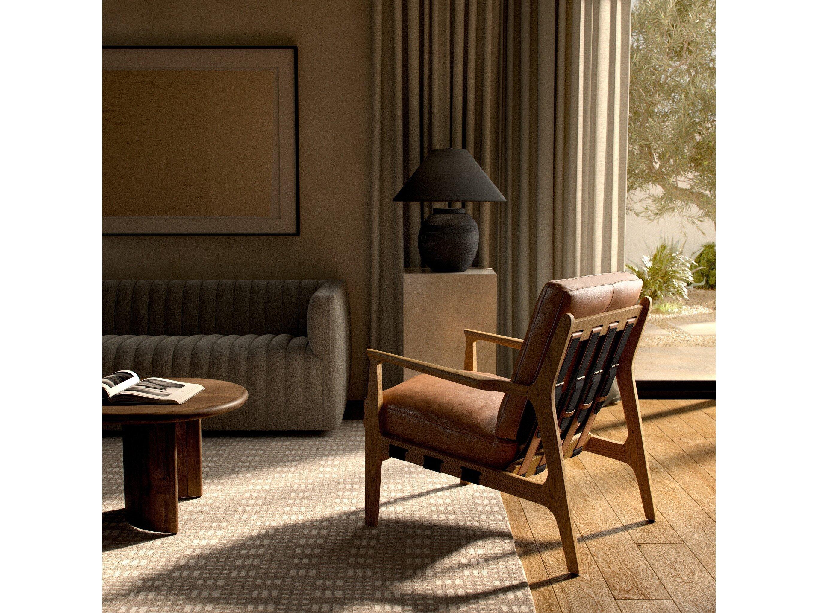 Four Hands Bishop Silas Brown Leather Accent Chair