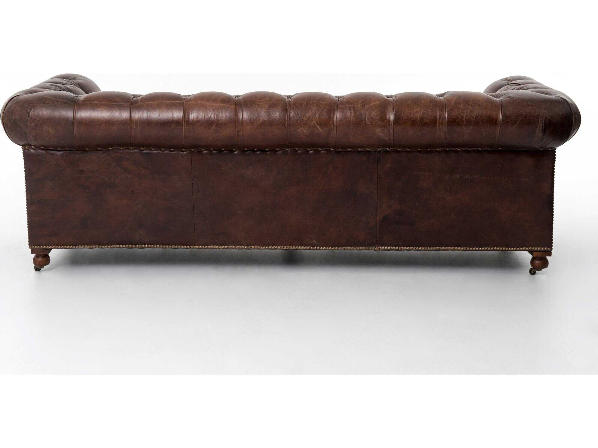 Four Hands Carnegie Conrad Brown Leather Sofa