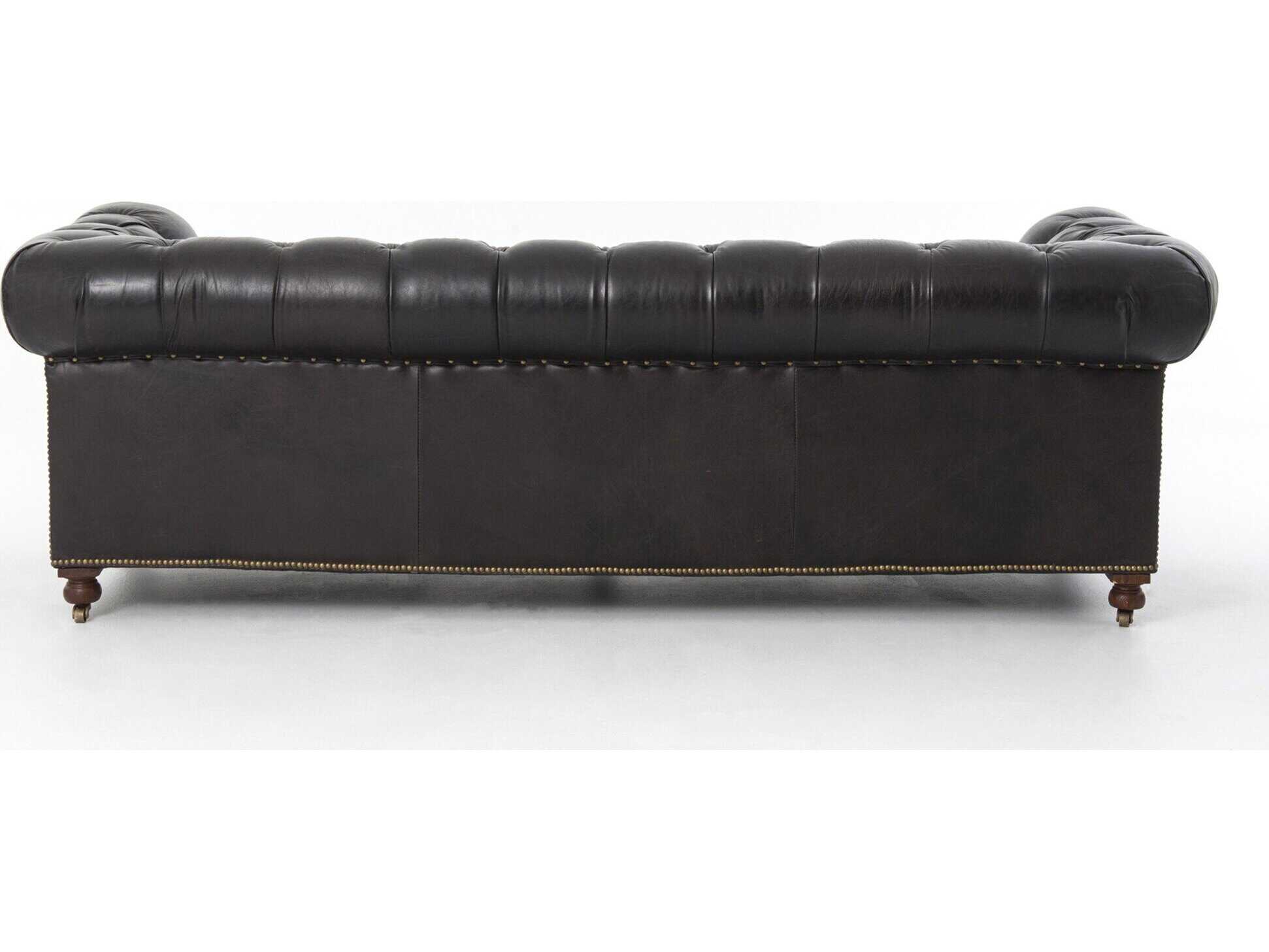 Four Hands Carnegie Black Leather Sofa