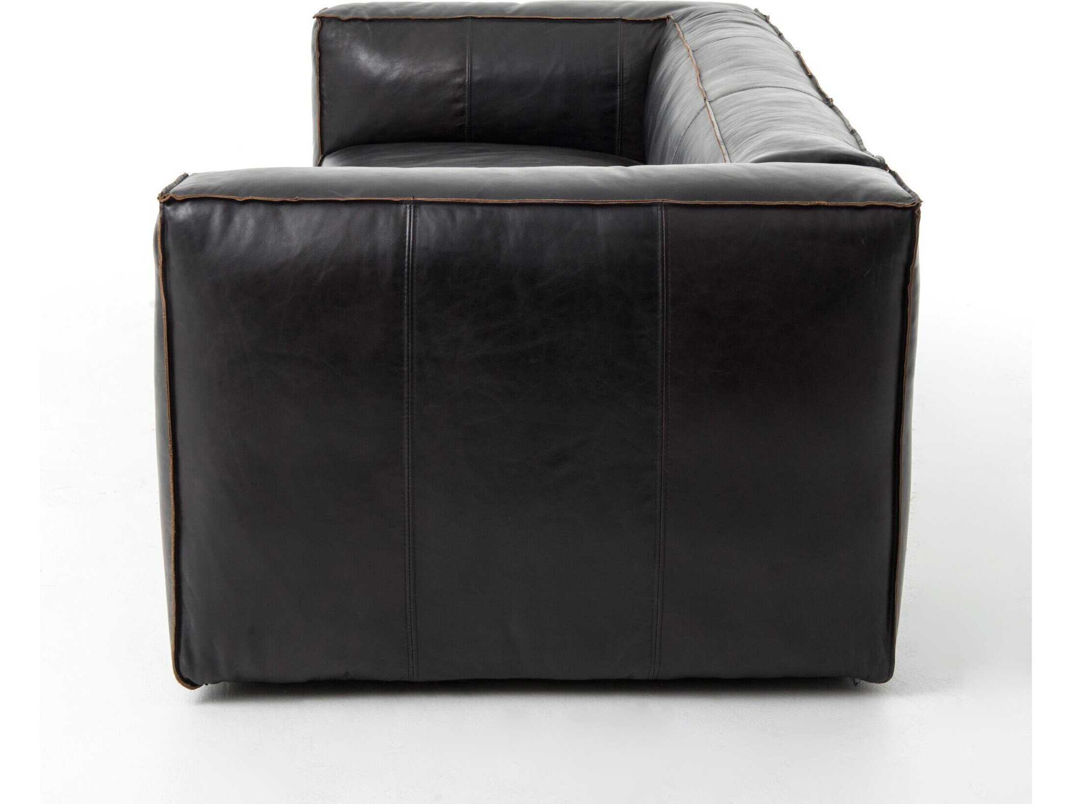 Four Hands Carnegie Nolita Black Leather Sofa