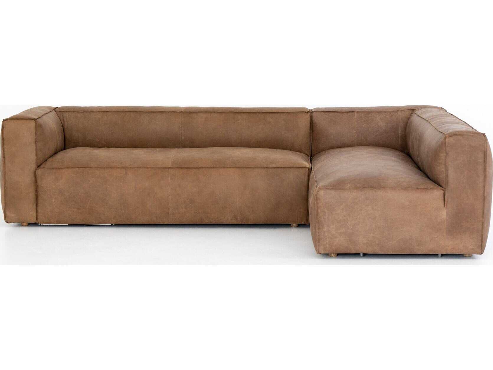 Four Hands Carnegie Nolita 2 - Piece Brown Leather Sectional Sofa