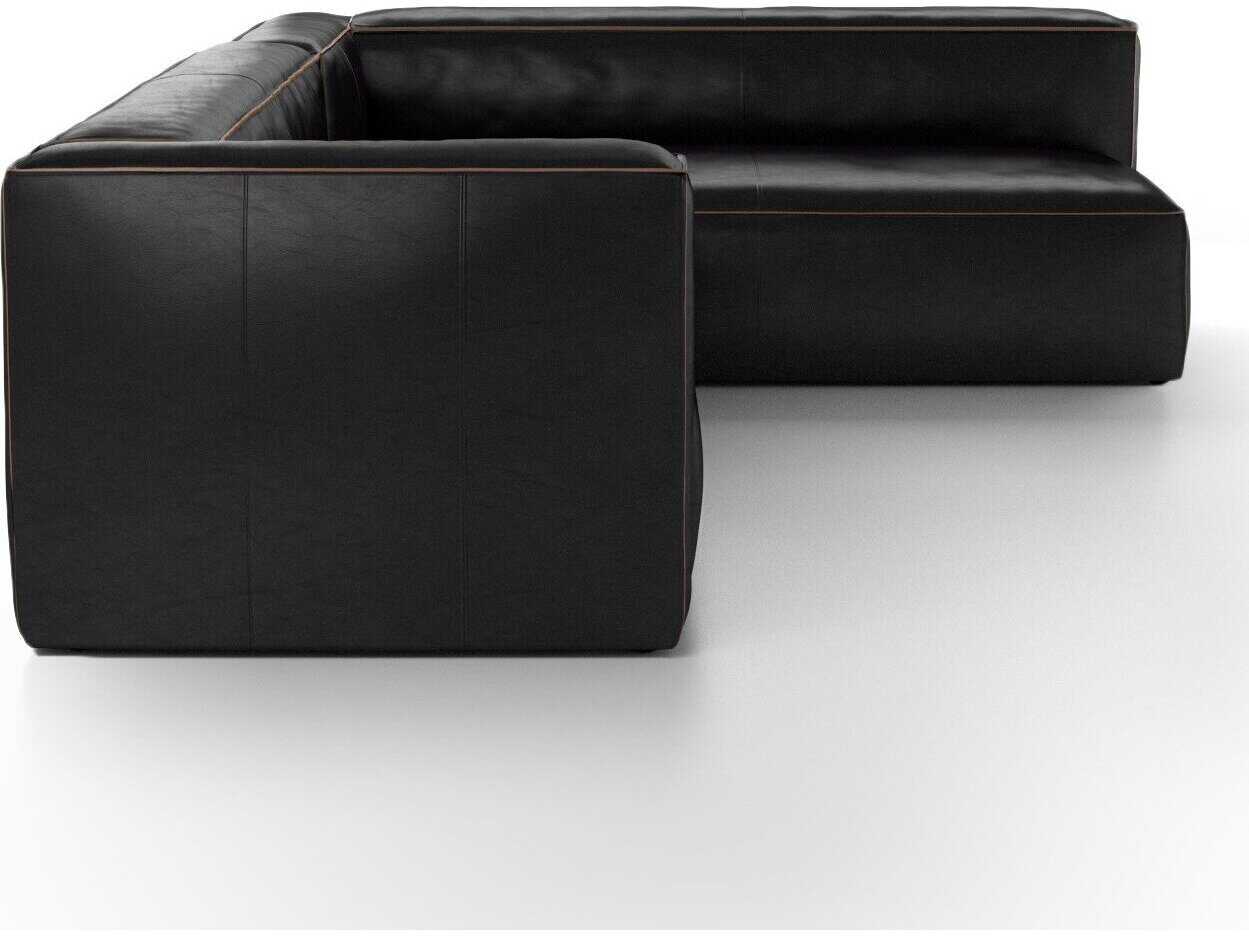 Four Hands Carnegie Black Leather Sectional Sofa