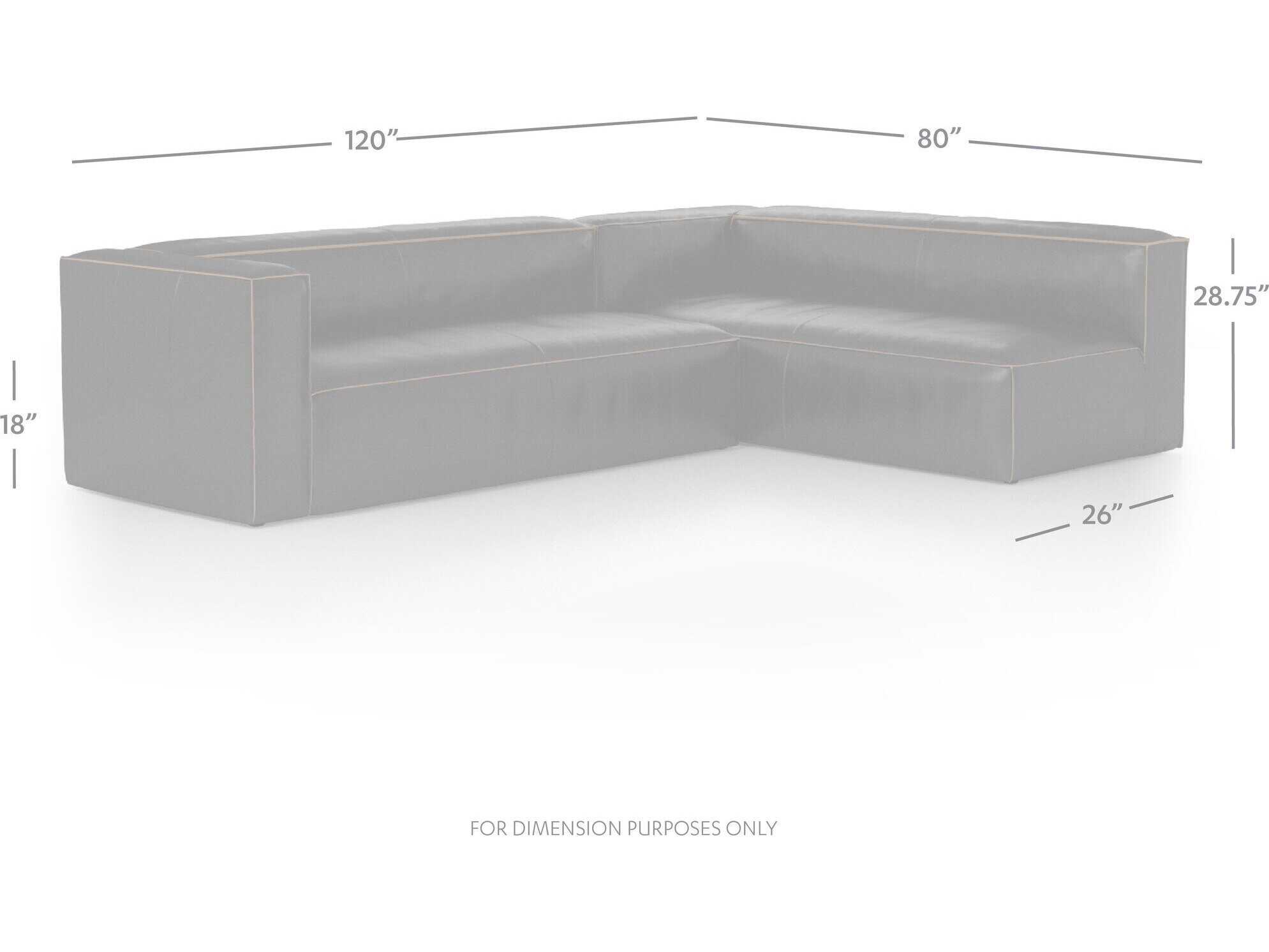 Four Hands Carnegie Black Leather Sectional Sofa