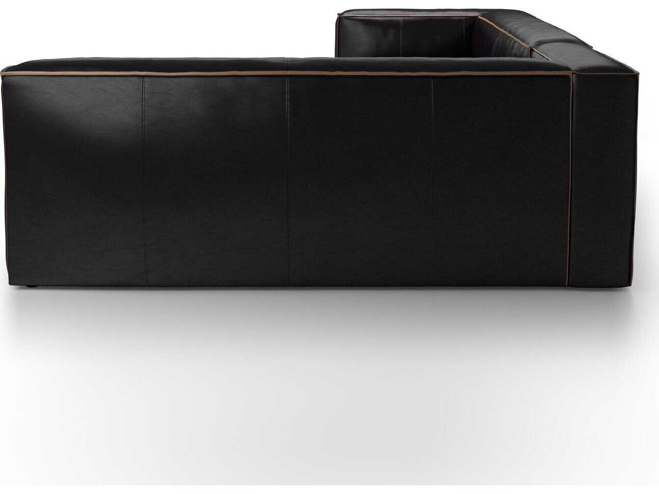 Four Hands Carnegie Black Leather Sectional Sofa