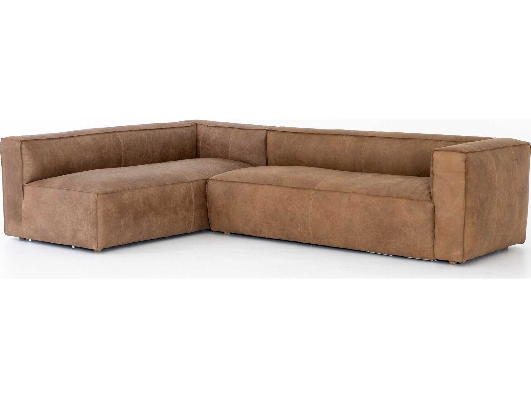 Four Hands Carnegie Nolita 2 - Piece Brown Leather Sectional Sofa