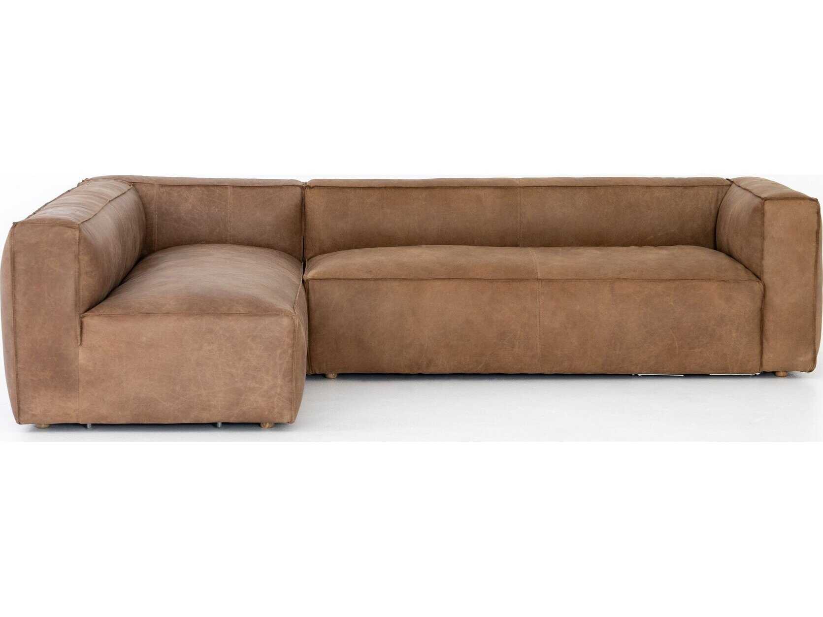 Four Hands Carnegie Nolita 2 - Piece Brown Leather Sectional Sofa