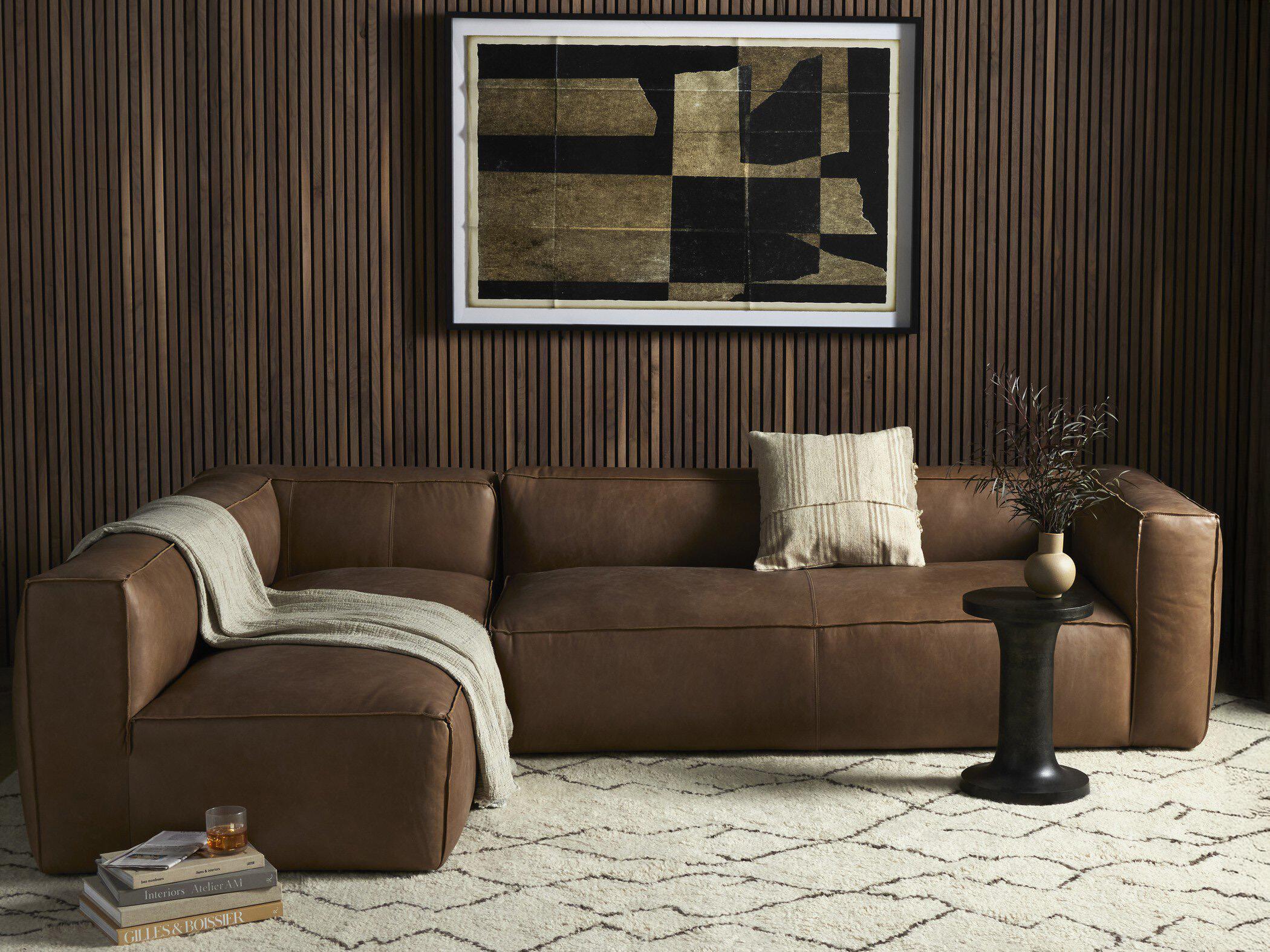 Four Hands Carnegie Nolita 2 - Piece Brown Leather Sectional Sofa