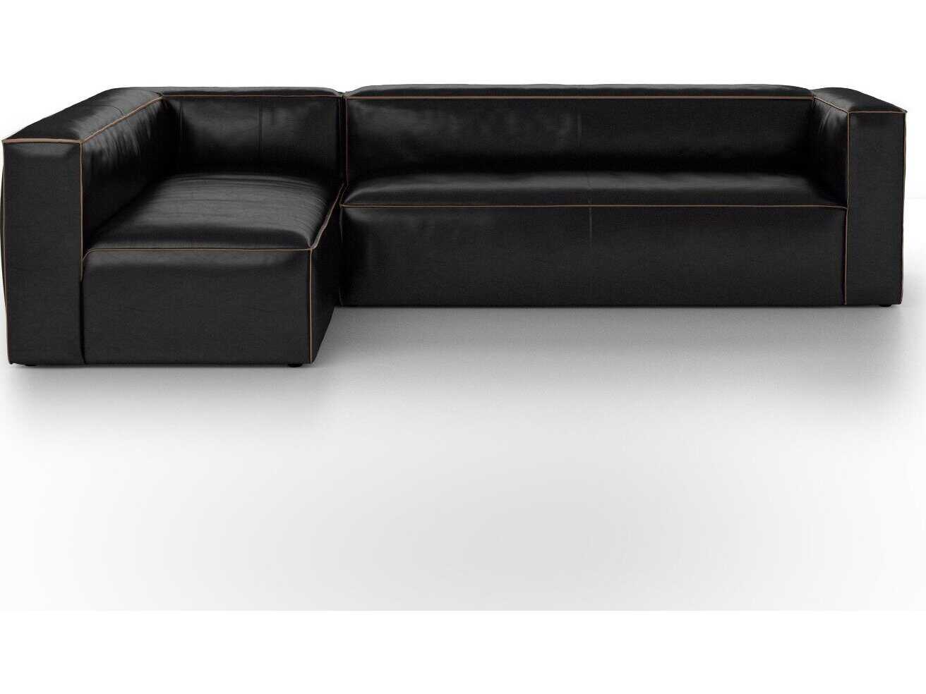 Four Hands Carnegie Nolita 2 - Piece Black Leather Sectional Sofa