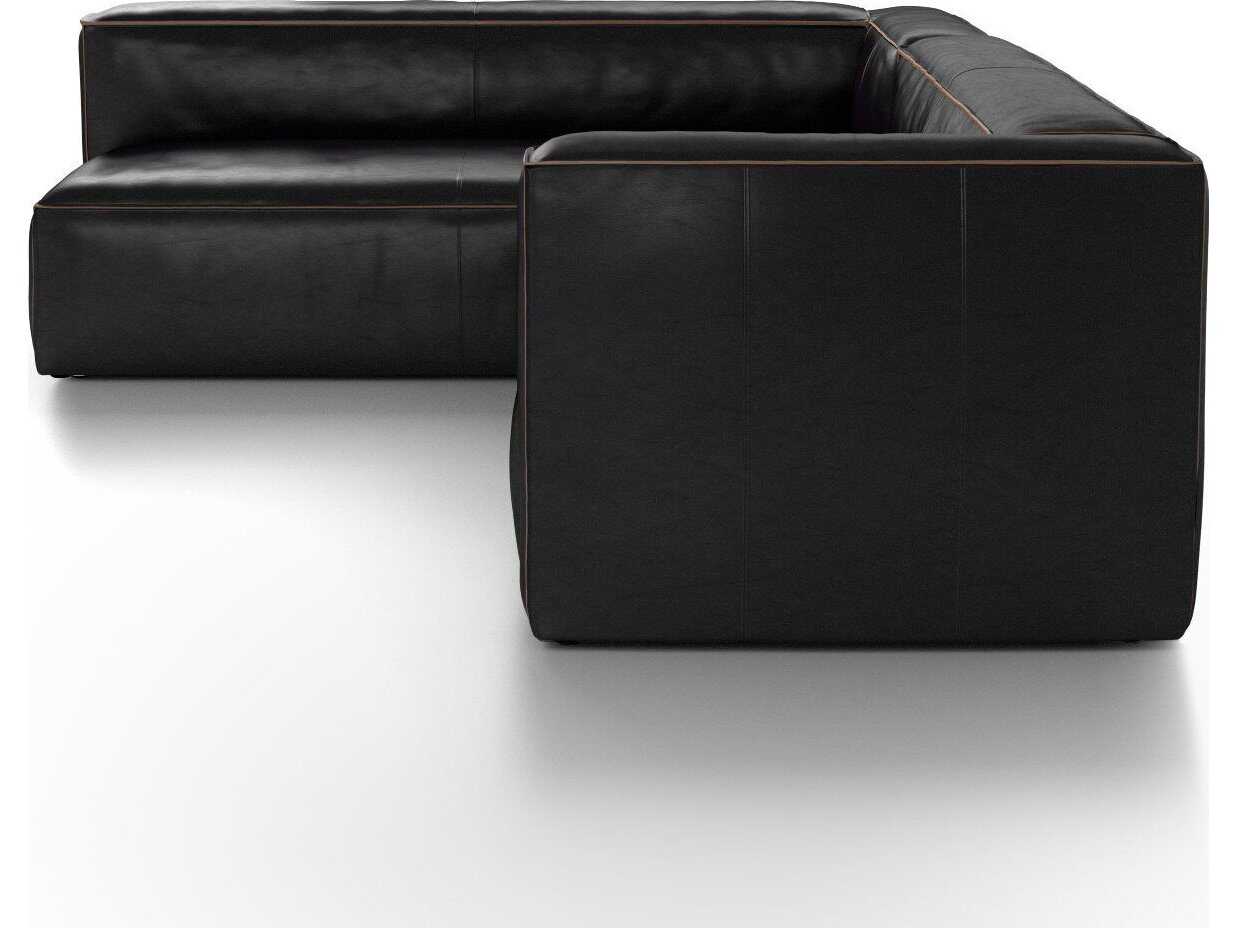 Four Hands Carnegie Nolita 2 - Piece Black Leather Sectional Sofa
