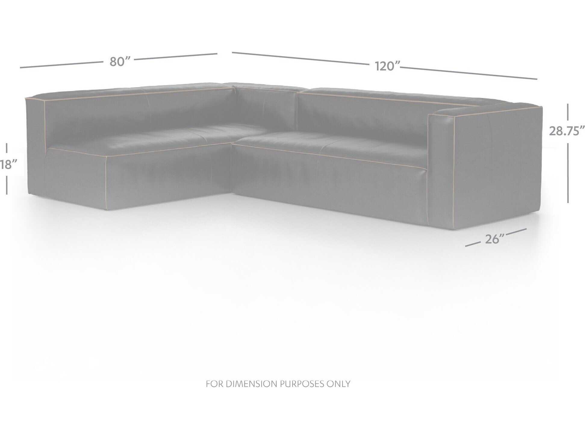 Four Hands Carnegie Nolita 2 - Piece Black Leather Sectional Sofa