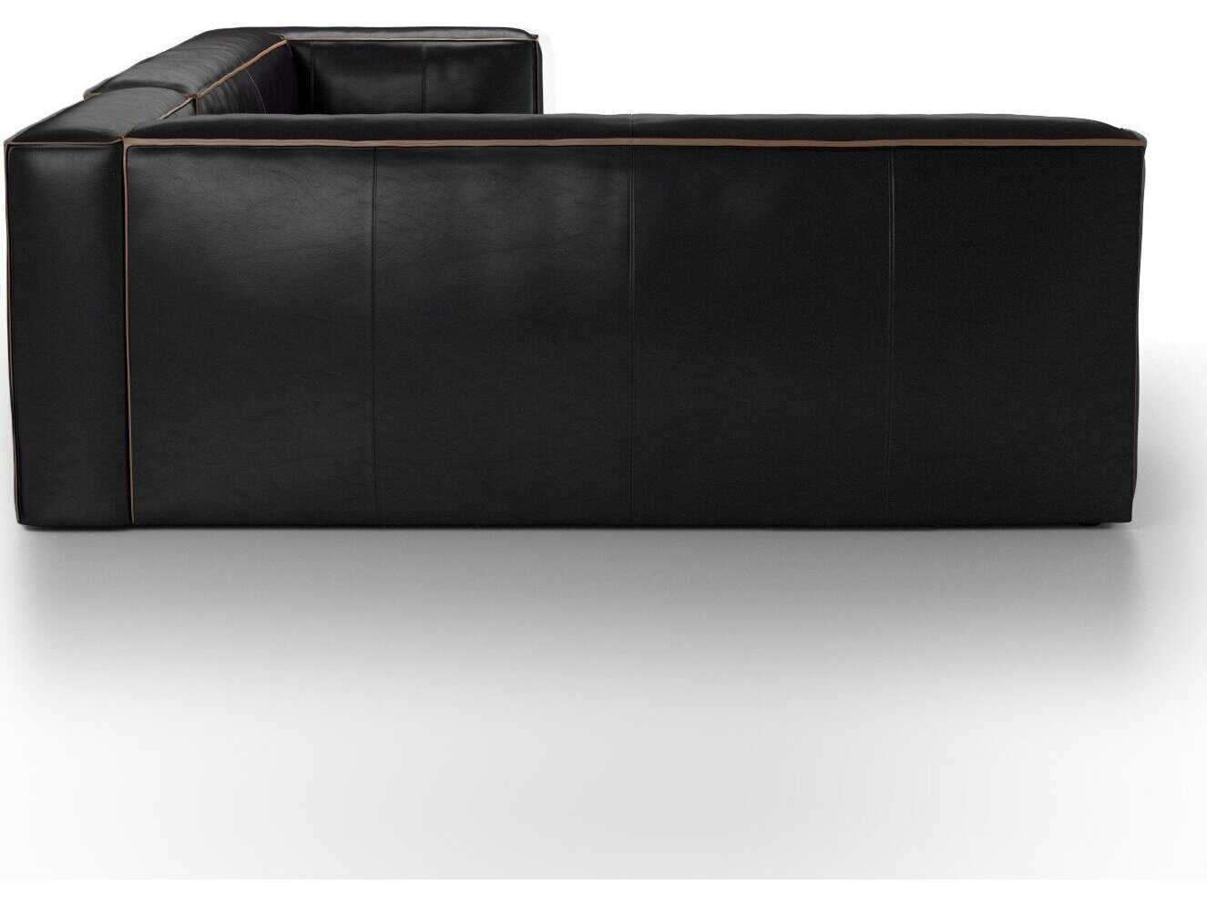 Four Hands Carnegie Nolita 2 - Piece Black Leather Sectional Sofa