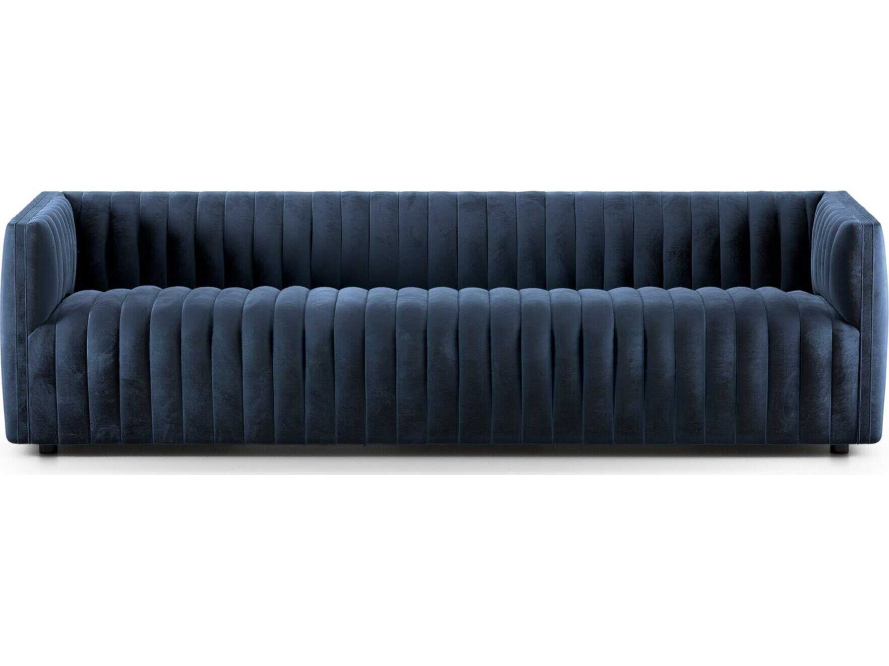 Four Hands Grayson Augustine Sapphire Navy Blue Upholstered Sofa