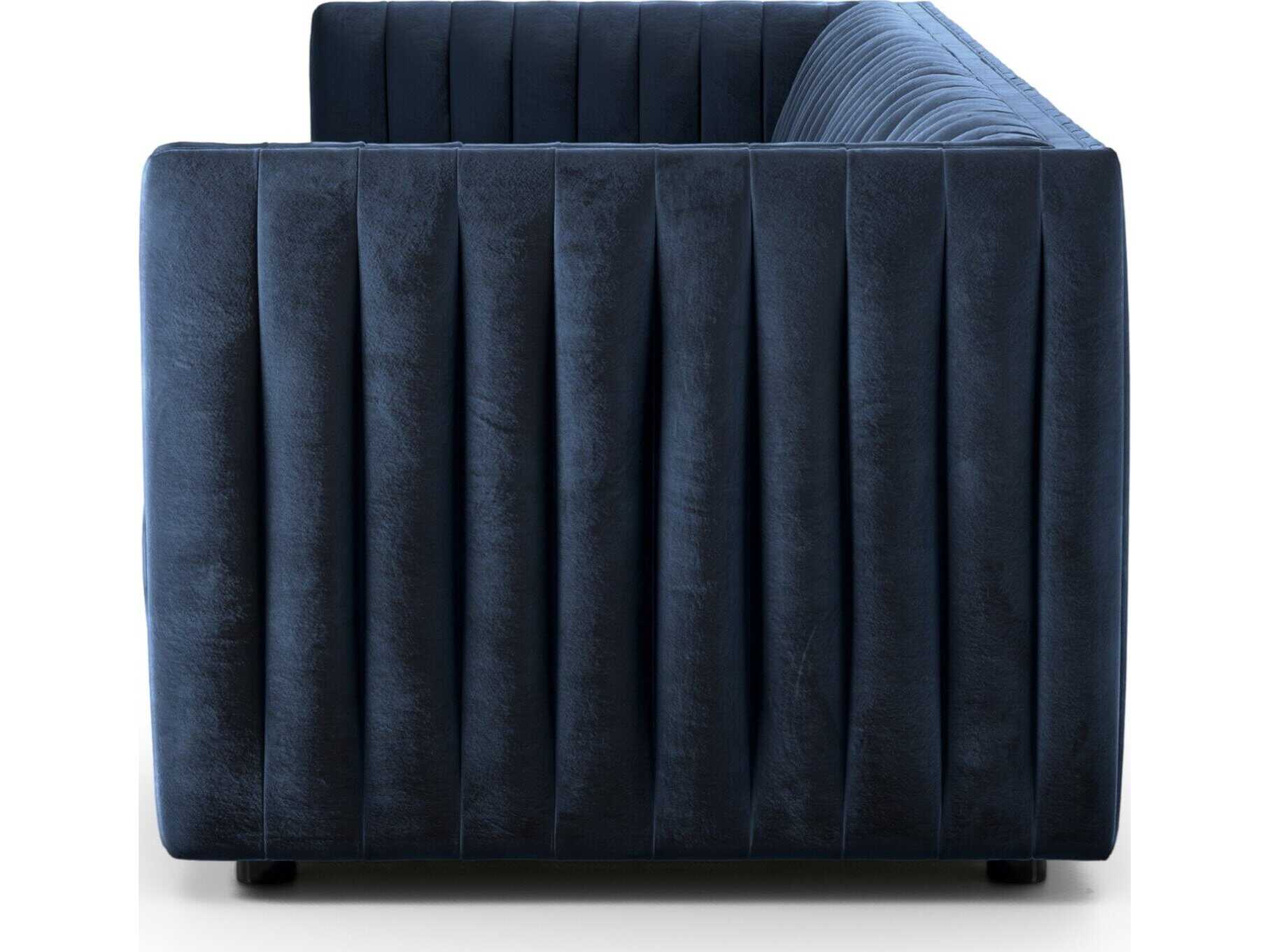 Four Hands Grayson Augustine Sapphire Navy Blue Upholstered Sofa