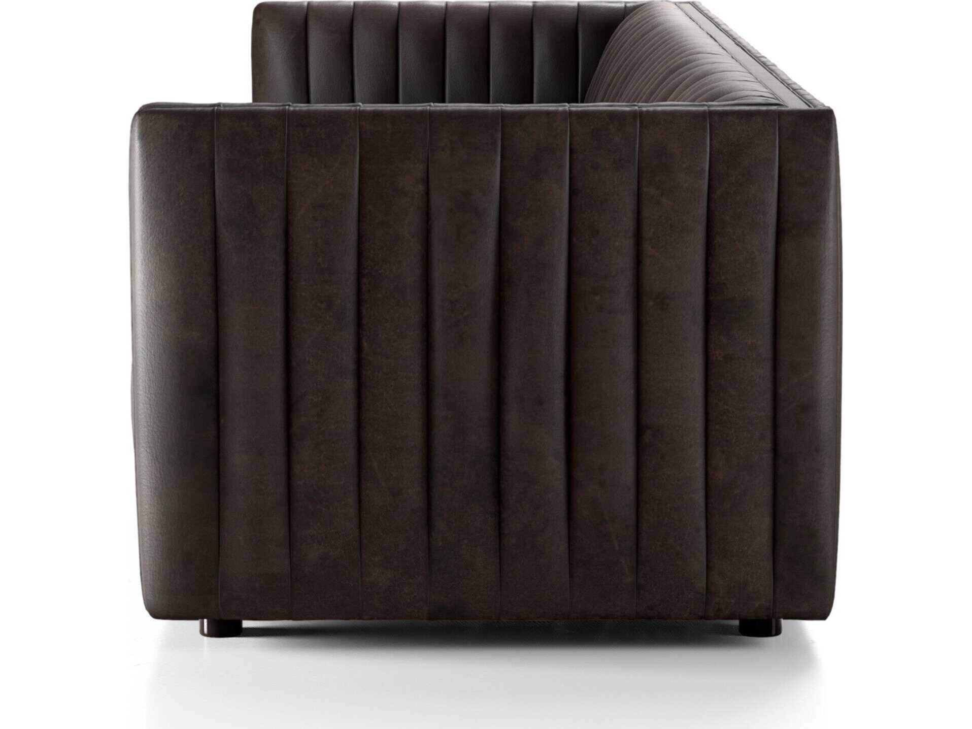 Four Hands Grayson Augustine Deacon Wolf Brown Leather Sofa