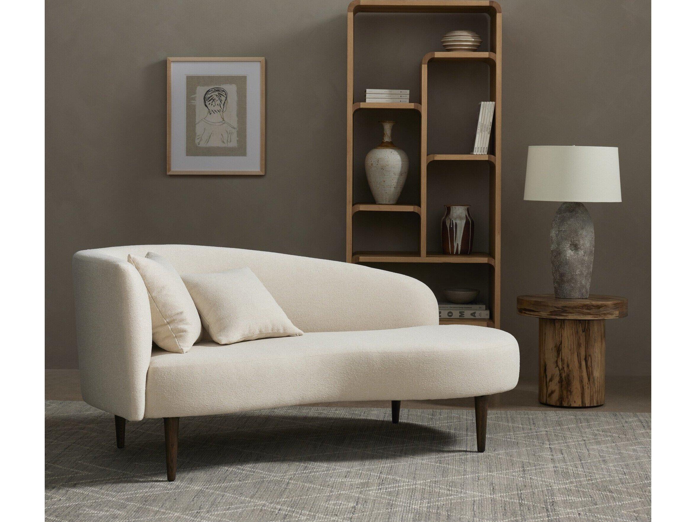 Four Hands Grayson Luna Capri Oatmeal Sienna Brown Cream Upholstered Chaise