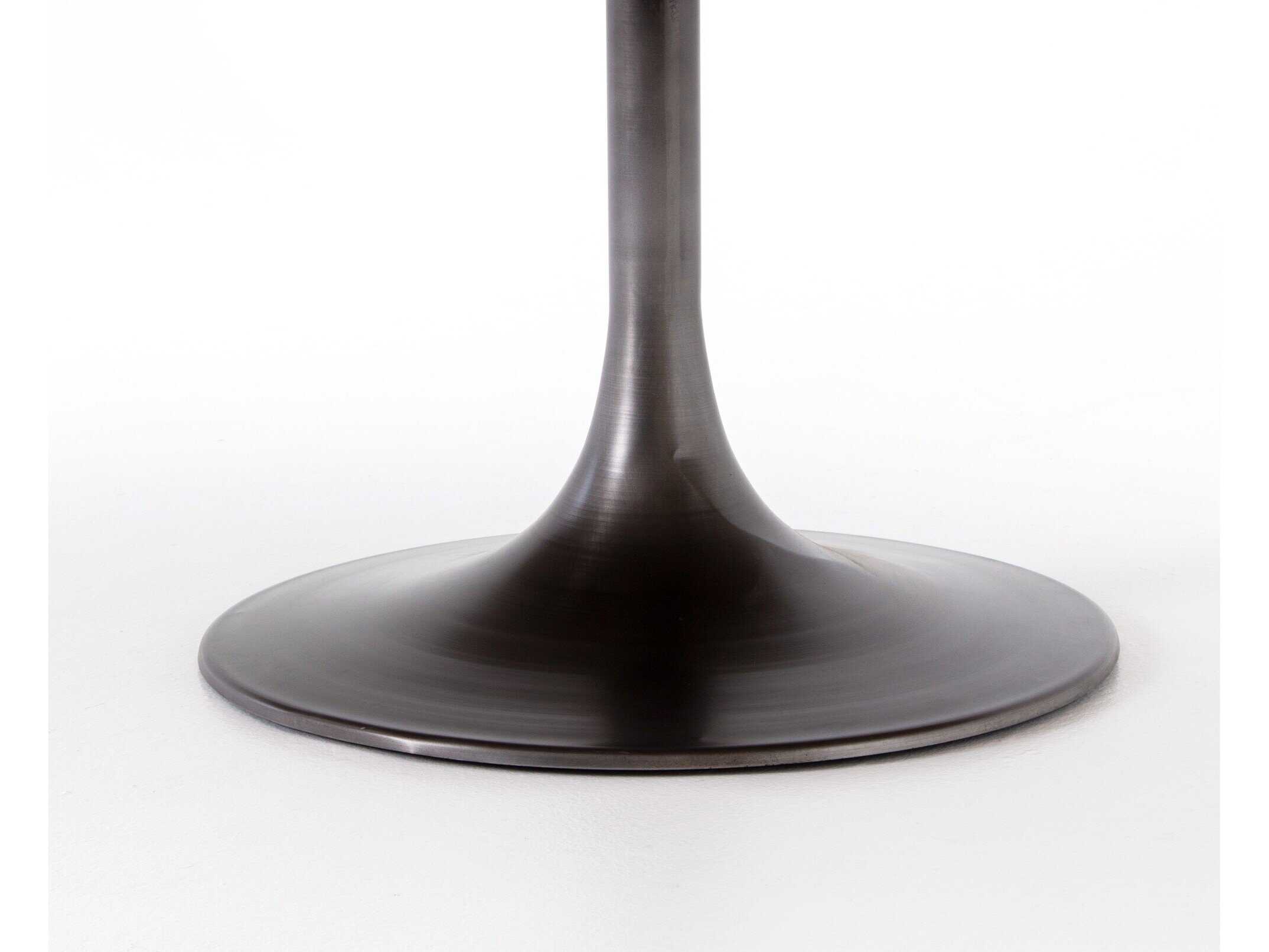 Four Hands Hughes Evans Oval Wood Vessel Grey Polished Brass Light Burnt Oak Dining Table