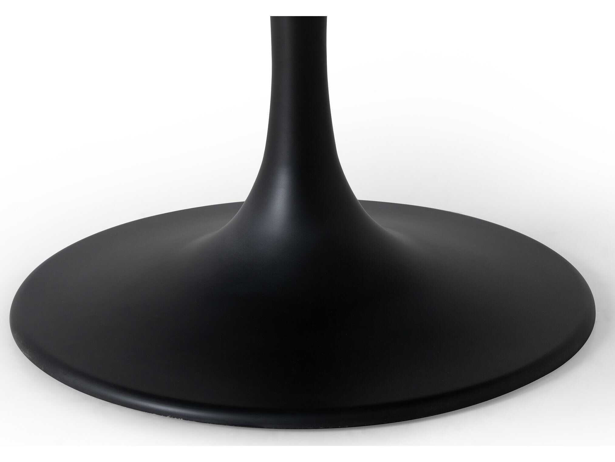 Four Hands Hughes Powell Round Dark Rustic Black Ebony Bluestone Dining Table