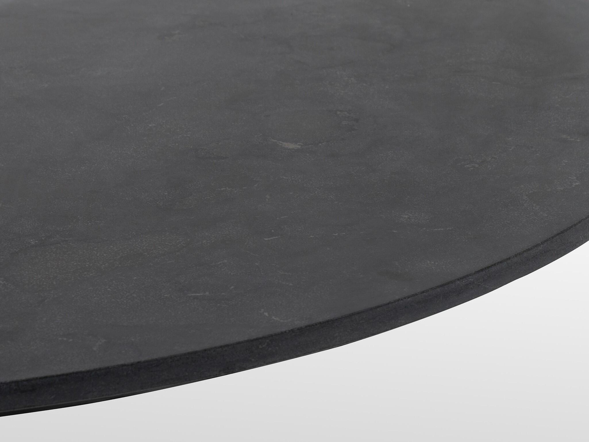 Four Hands Hughes Powell Round Dark Rustic Black Ebony Bluestone Dining Table