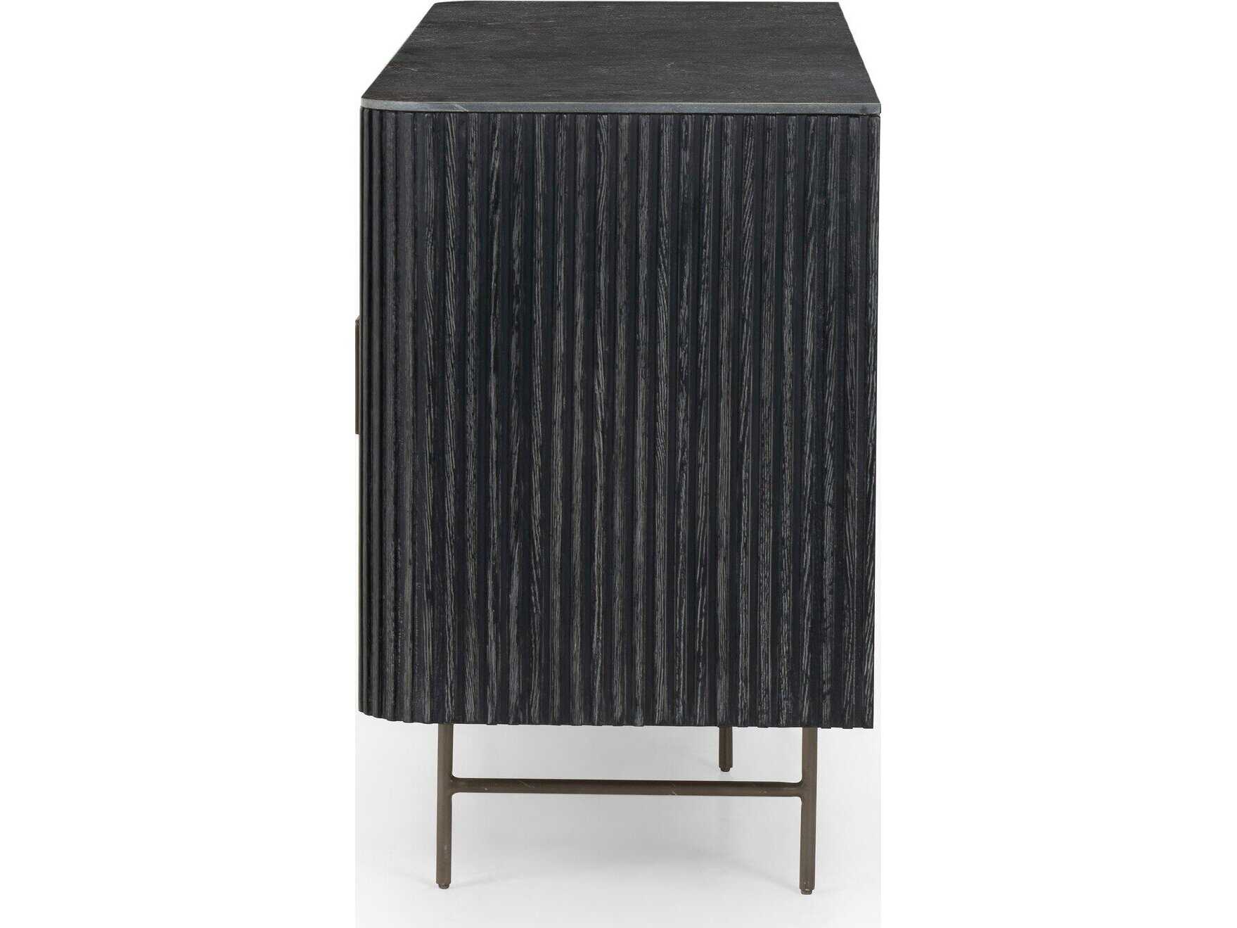 Four Hands Hughes Laverne 71" Oak Wood Washed Black Brushed Gunmetal Bluestone Sideboard