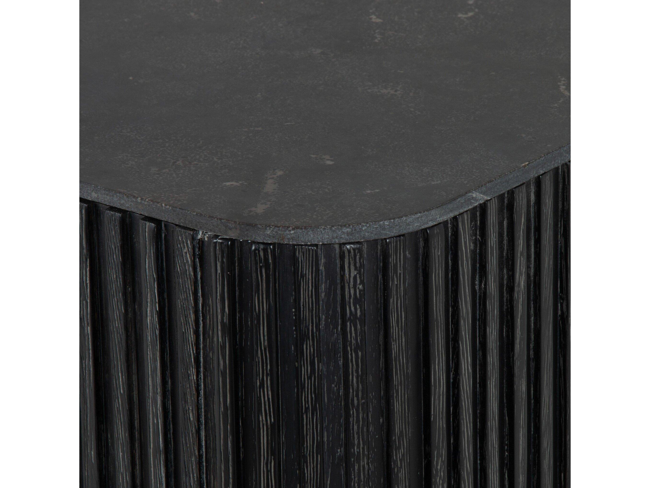 Four Hands Hughes Laverne 71" Oak Wood Washed Black Brushed Gunmetal Bluestone Sideboard