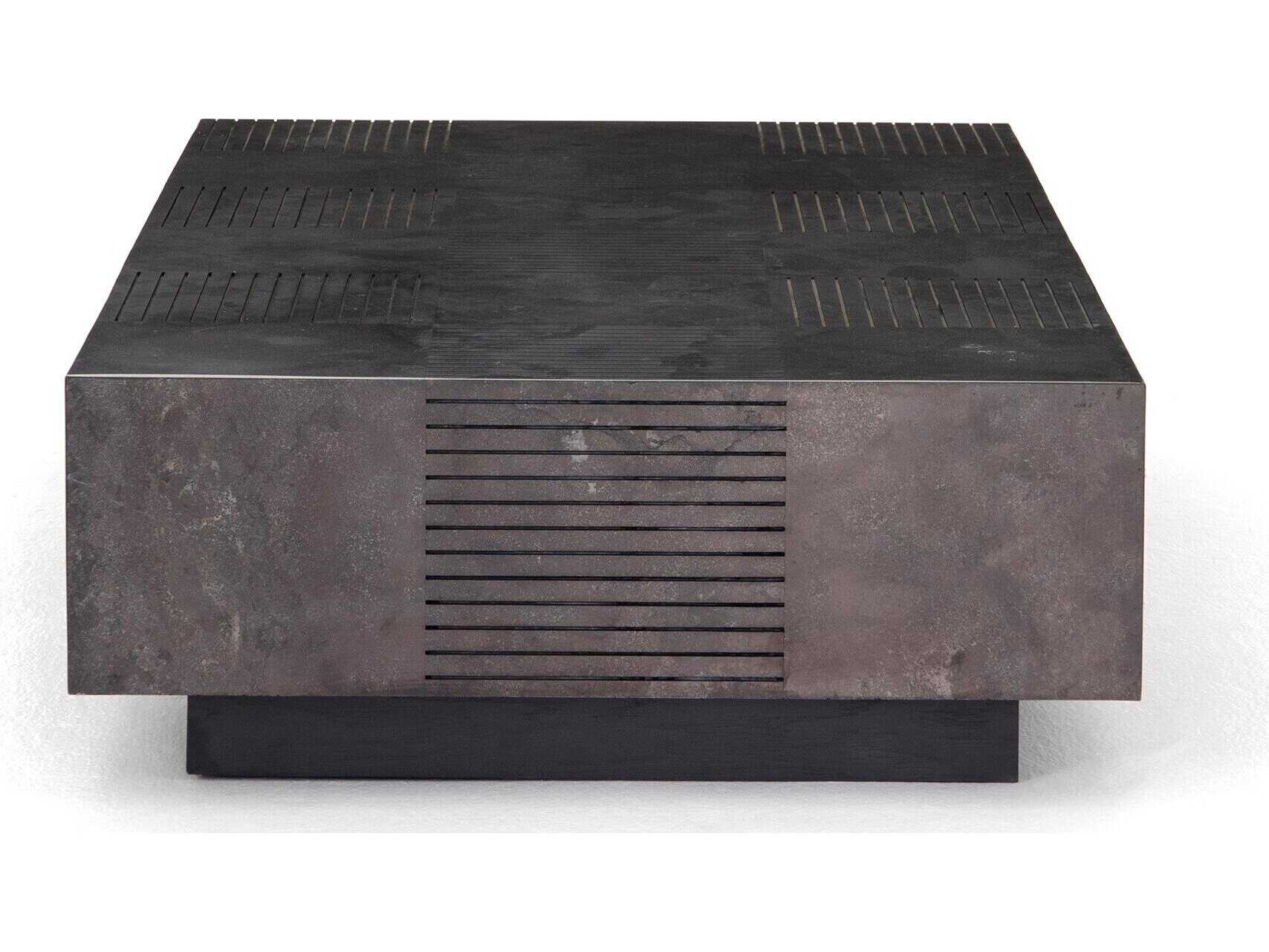 Four Hands Hughes Masera Rectangular Jet Black Oak Bluestone Coffee Table