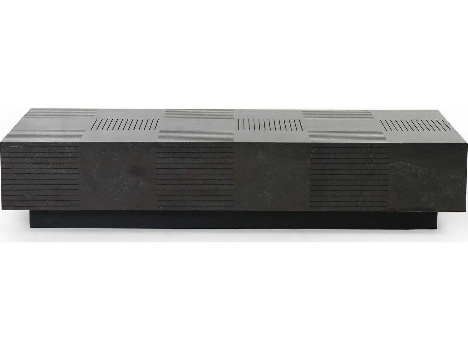 Four Hands Hughes Masera Rectangular Jet Black Oak Bluestone Coffee Table