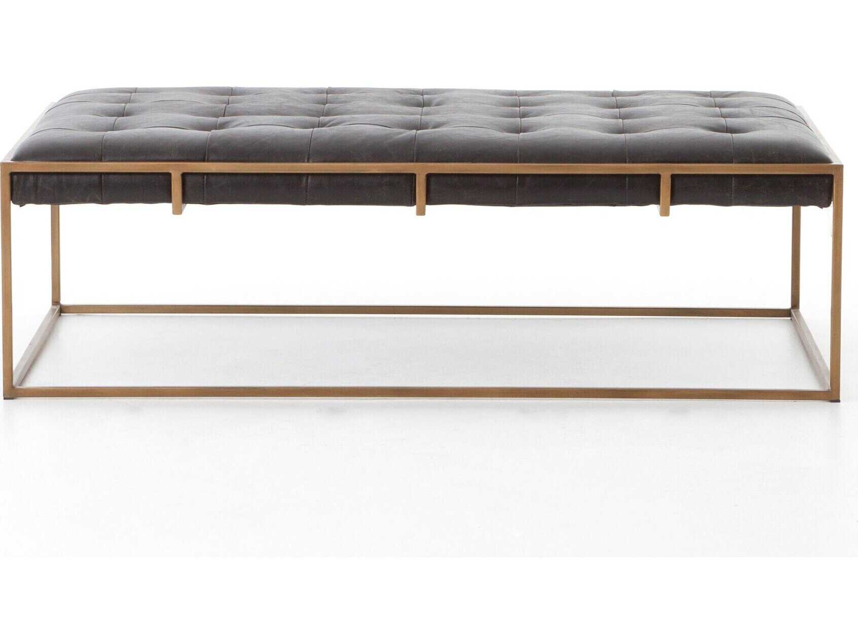 Four Hands Irondale Oxford Rectangular Leather Rialto Ebony Coffee Table