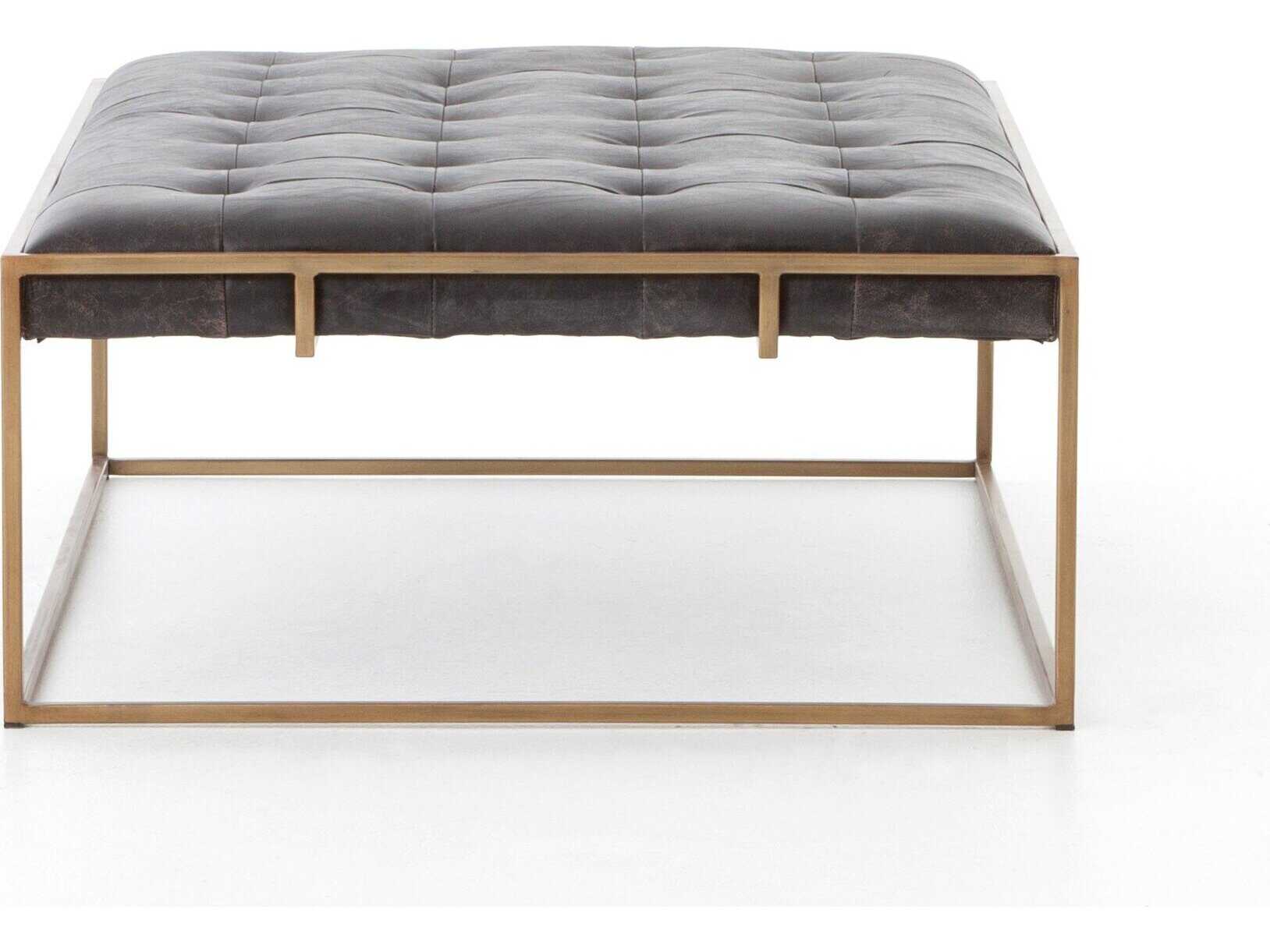 Four Hands Irondale Oxford Rectangular Leather Rialto Ebony Coffee Table