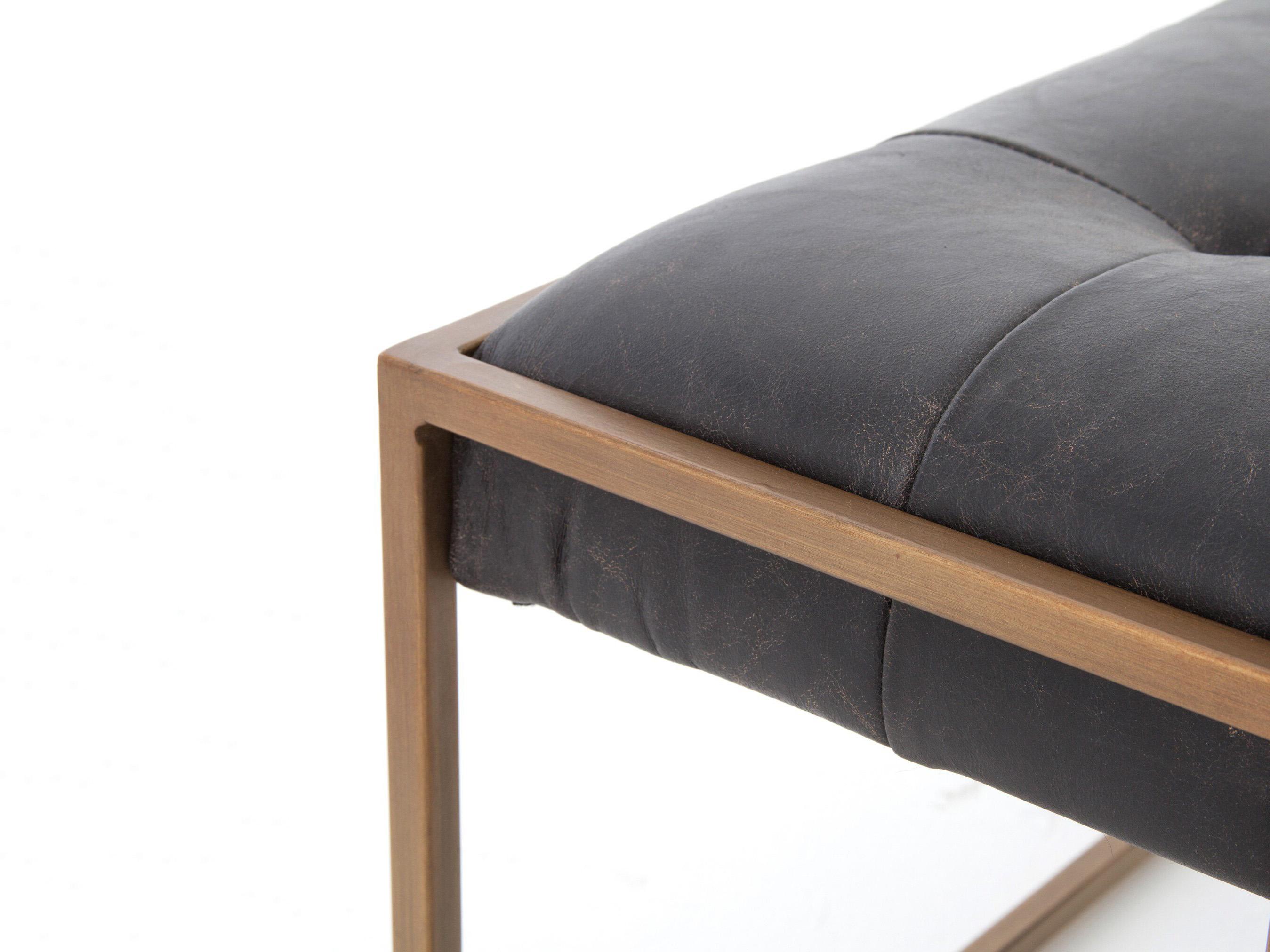 Four Hands Irondale Oxford Rectangular Leather Rialto Ebony Coffee Table