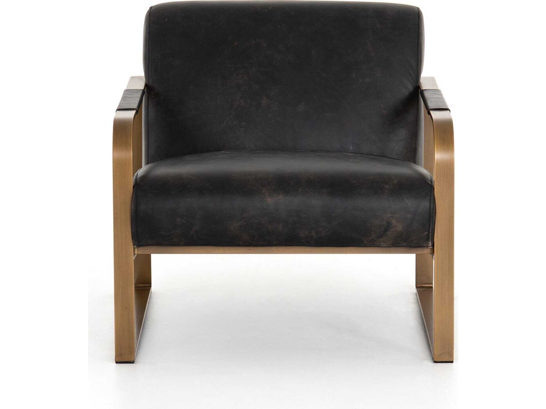 Four Hands Irondale Jules Black Leather Accent Chair