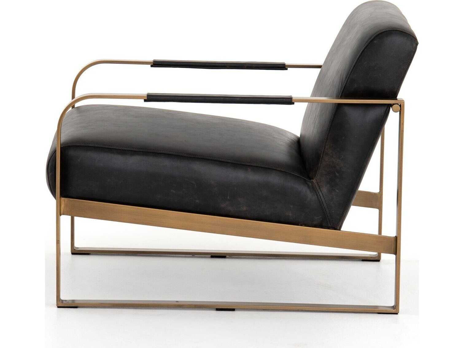 Four Hands Irondale Jules Black Leather Accent Chair