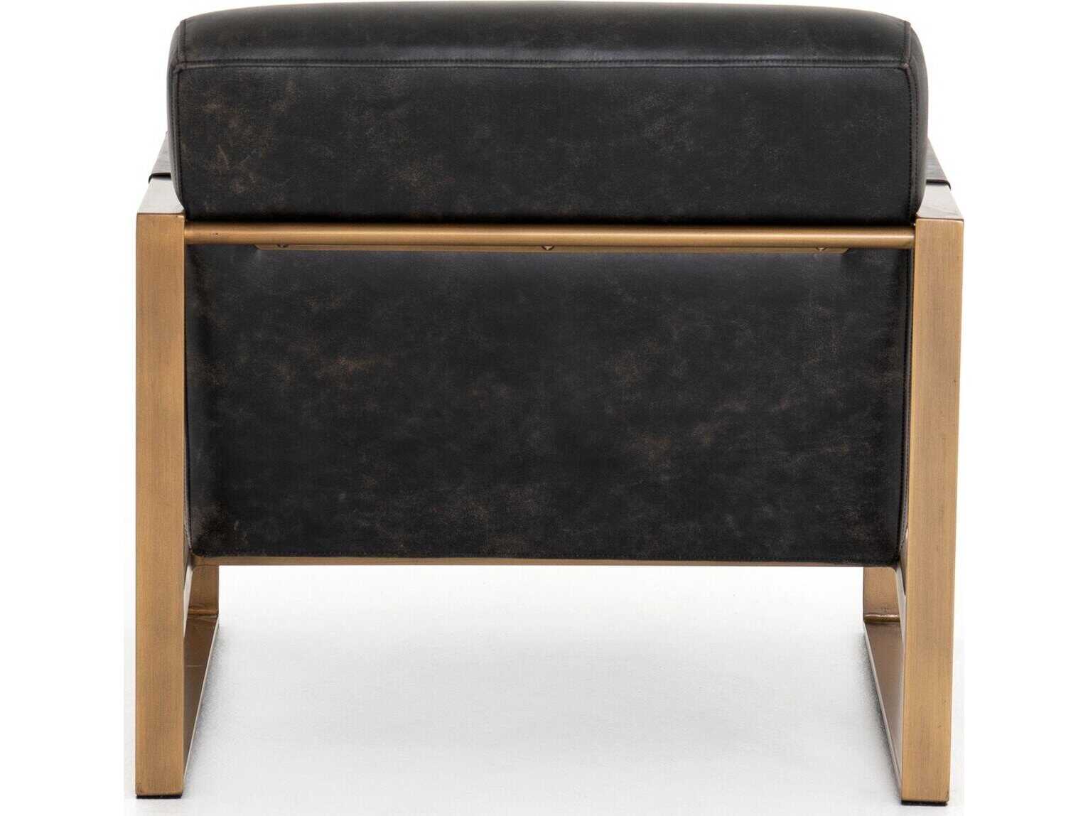 Four Hands Irondale Jules Black Leather Accent Chair