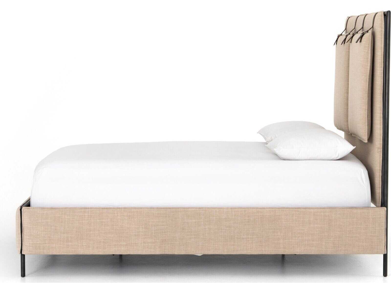 Four Hands Irondale Leigh Beige Upholstered King Platform Bed