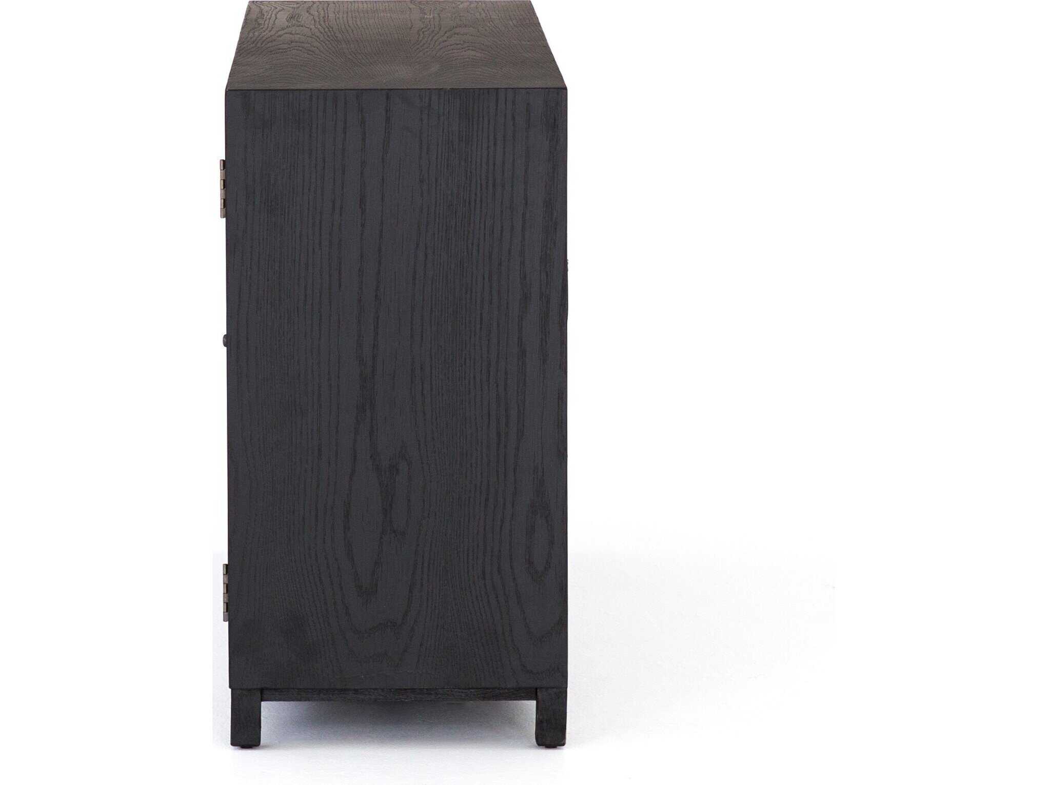 Four Hands Irondale Millie 59" Oak Wood Clear Glass Drifted Black Sideboard