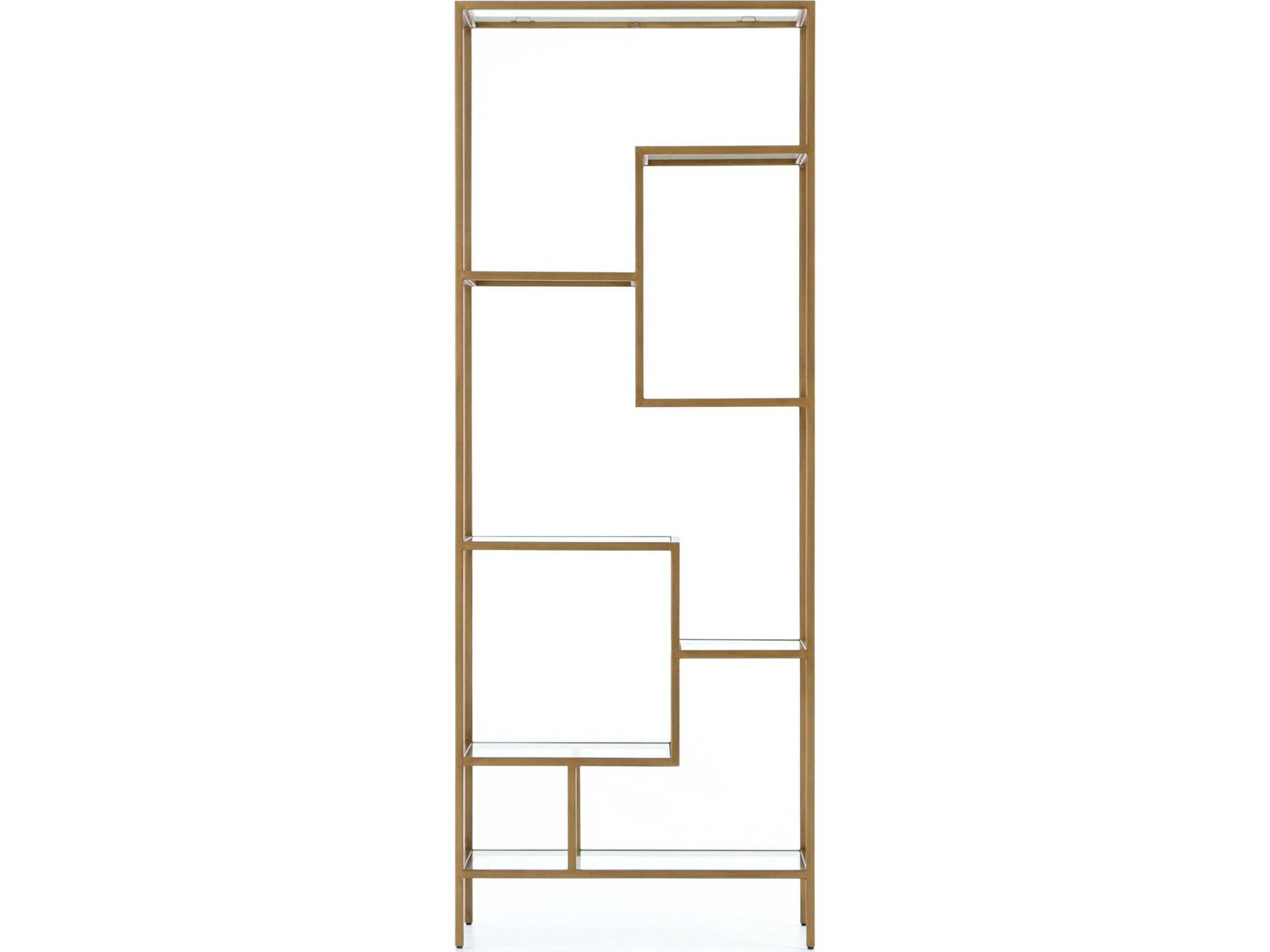 Four Hands Irondale Antique Brass Tempered Glass Bookcase