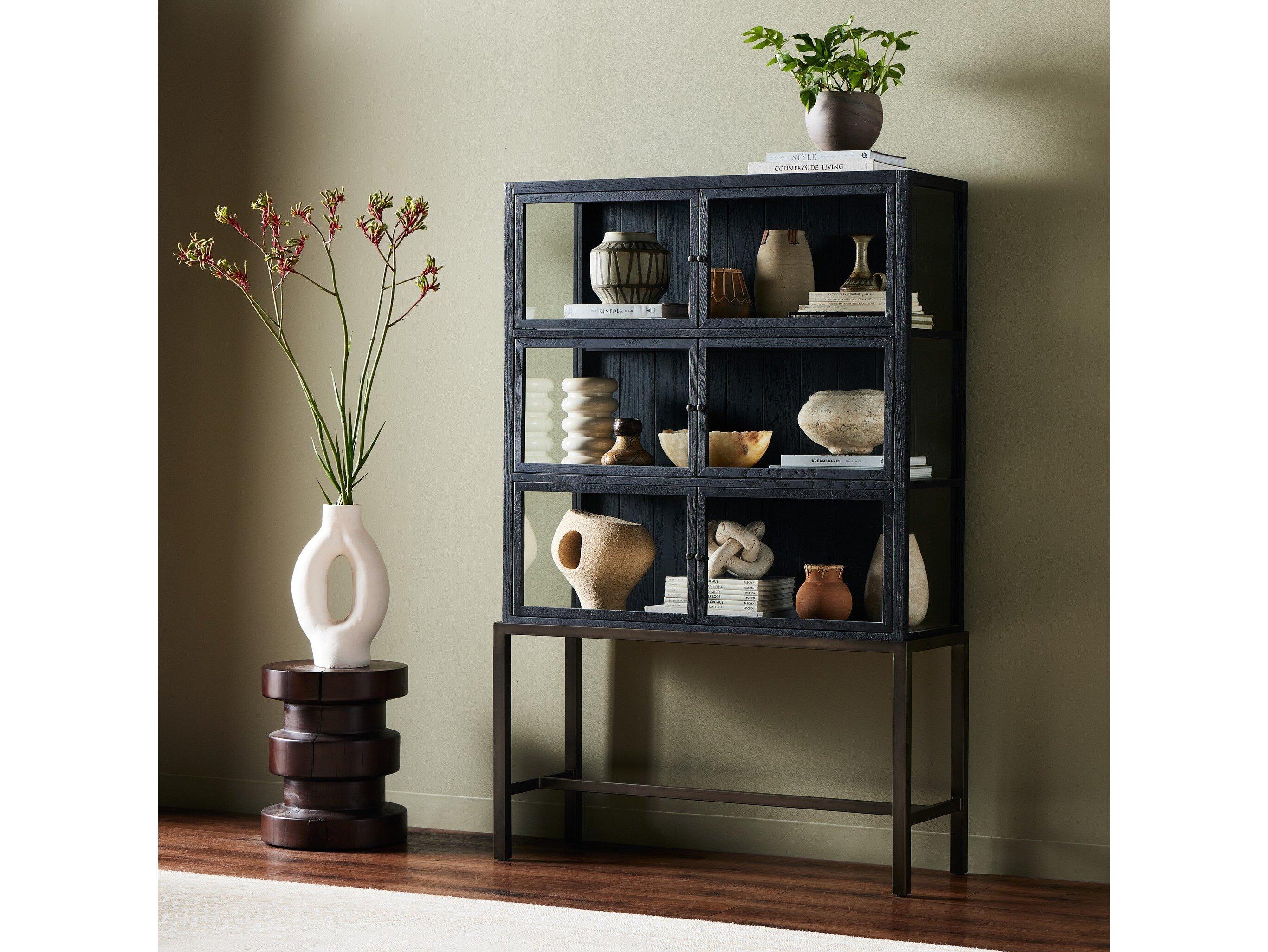 Four Hands Irondale Spencer Oak Wood Curio Display Cabinet