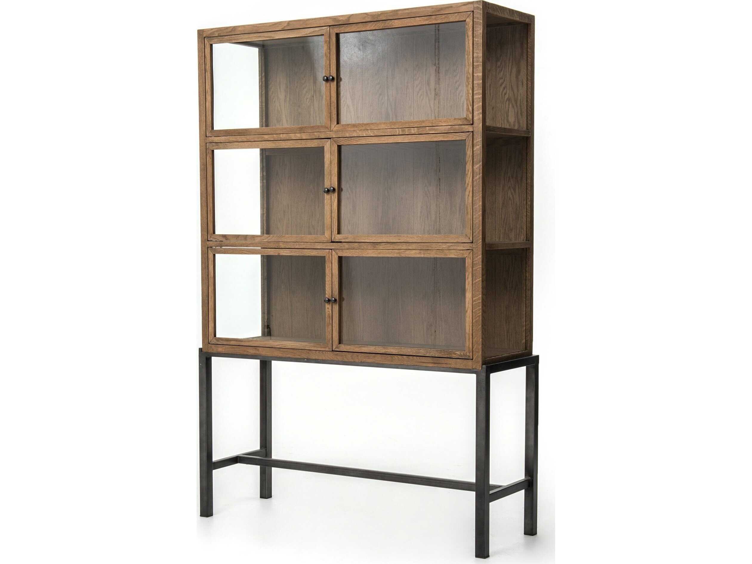 Four Hands Irondale Spencer Oak Wood Curio Display Cabinet