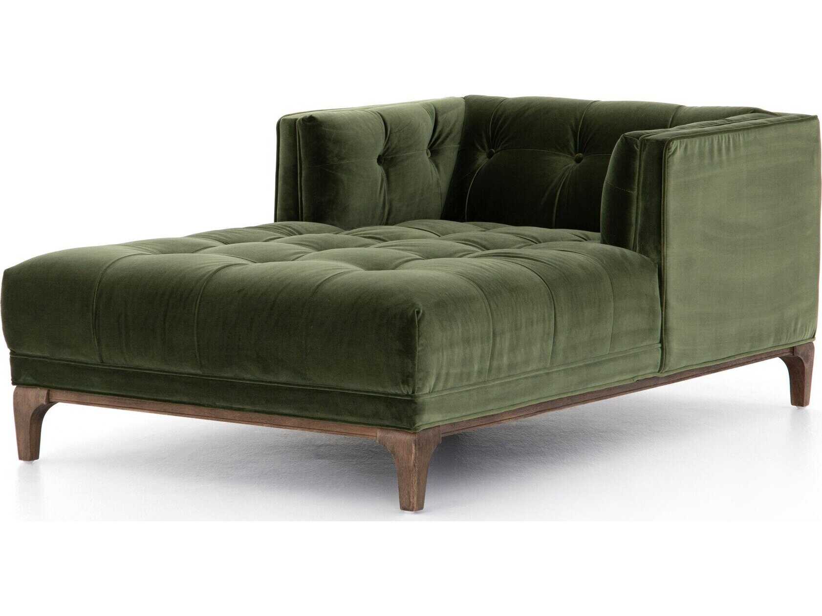 Four Hands Kensington Dylan Sapphire Olive Aspen Grey Green Upholstered Chaise