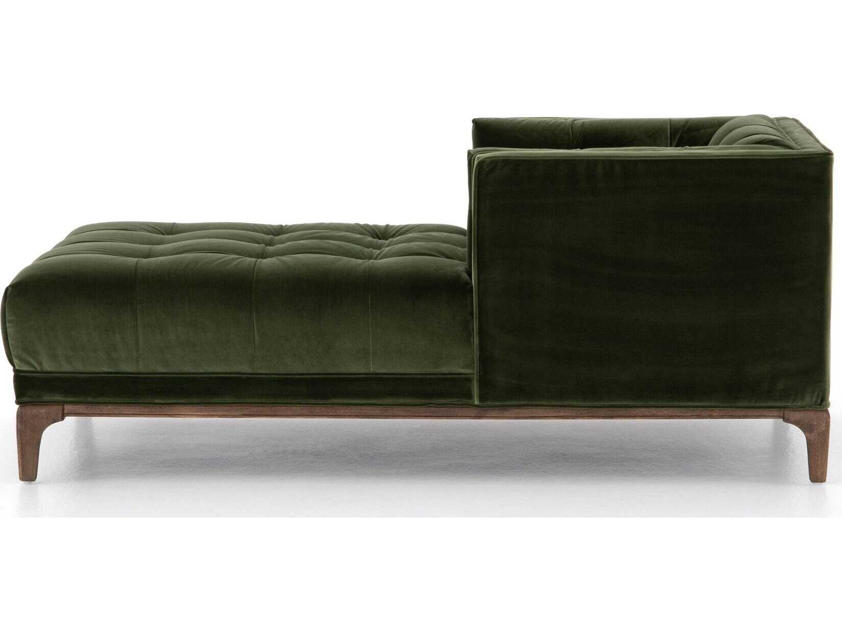 Four Hands Kensington Dylan Sapphire Olive Aspen Grey Green Upholstered Chaise