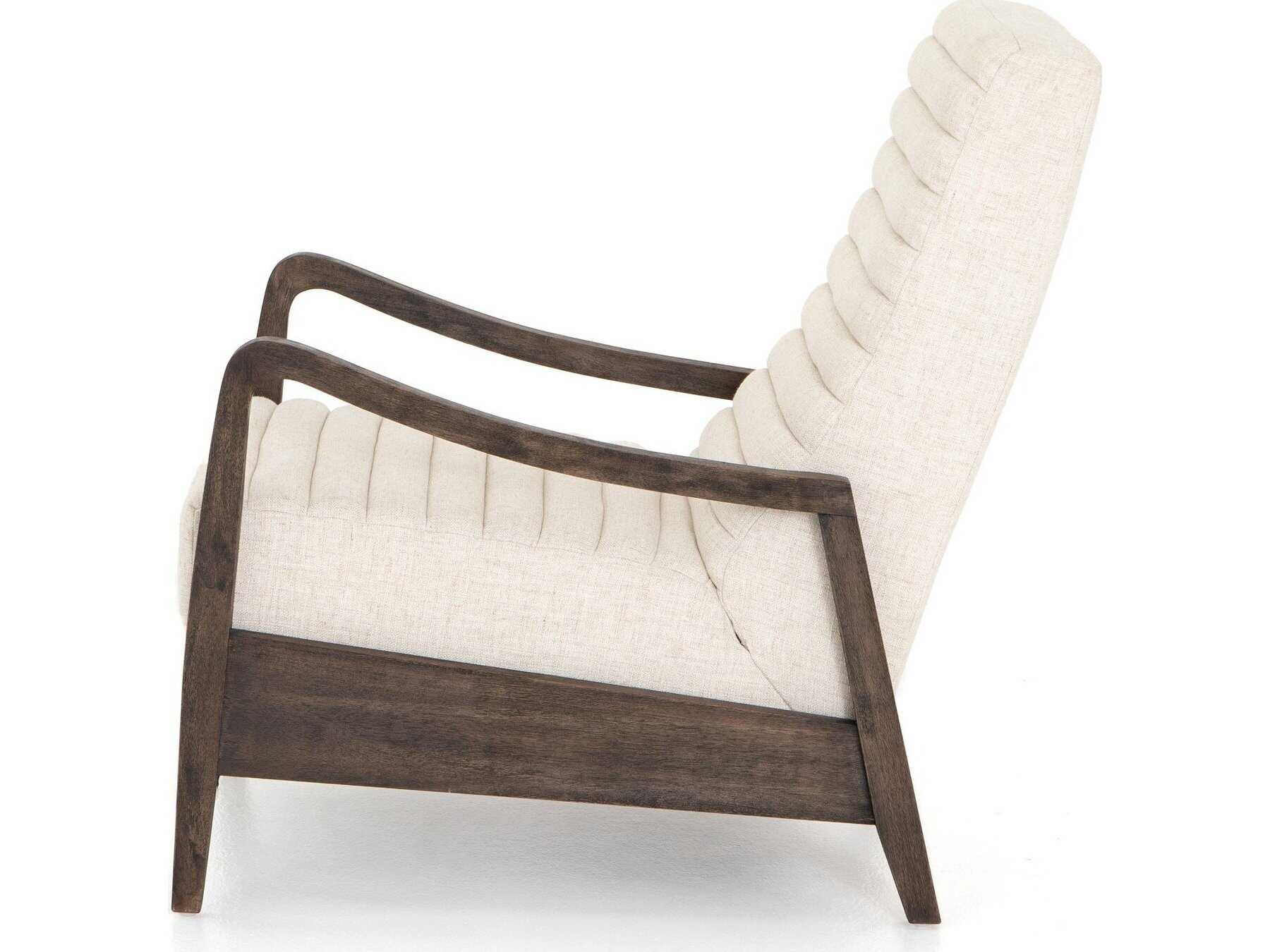 Four Hands Kensington Chance Linen Natural Rubbed Sienna Brown Cream Upholstered Recliner