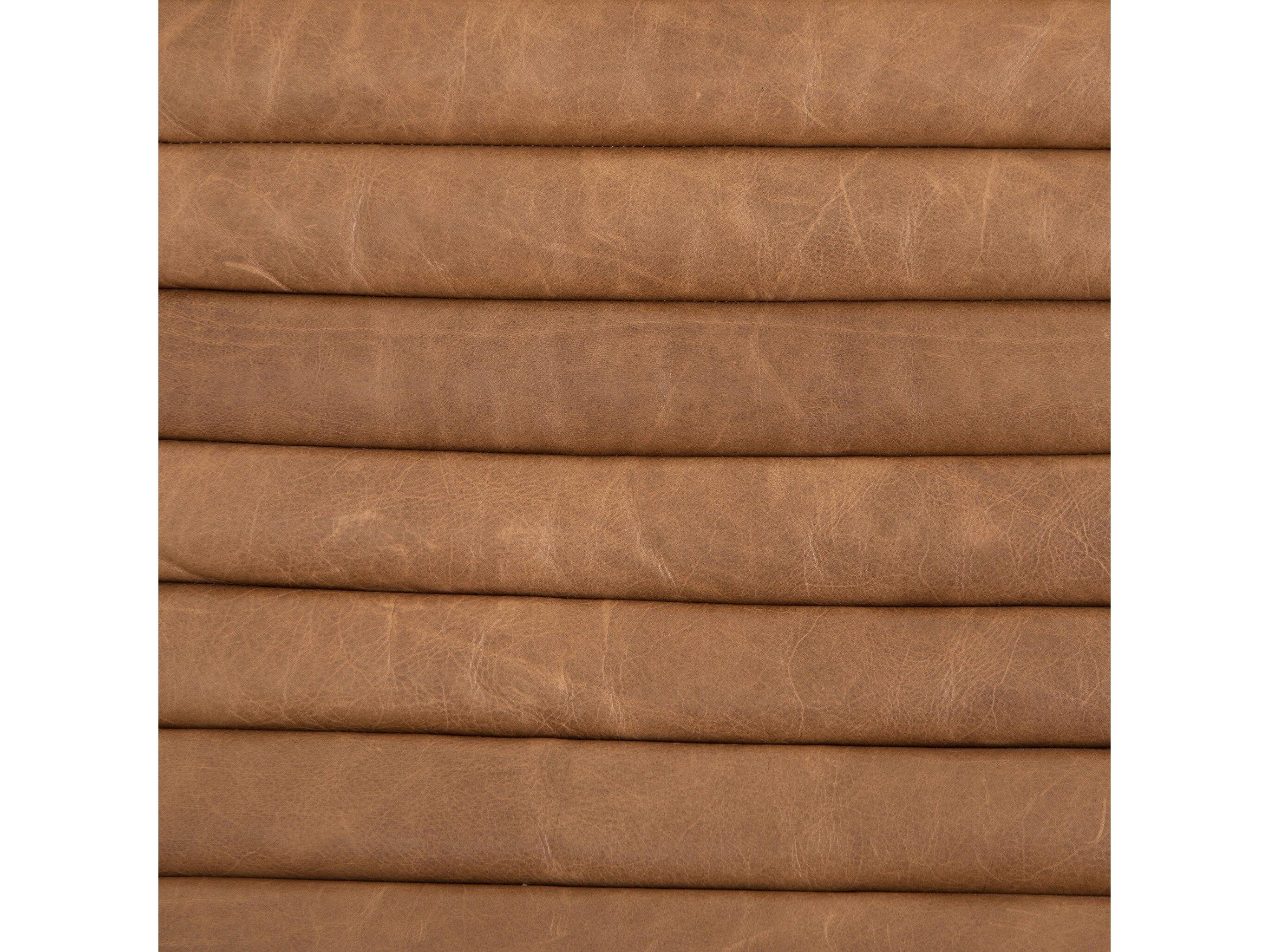 Four Hands Kensington Chance Dakota Warm Taupe Rubbed Sienna Brown Leather Recliner