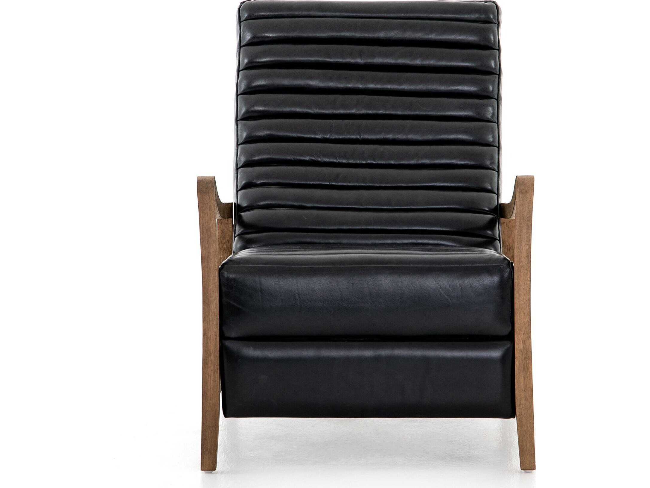 Four Hands Kensington Chance Dakota Black Distressed Natural Leather Recliner