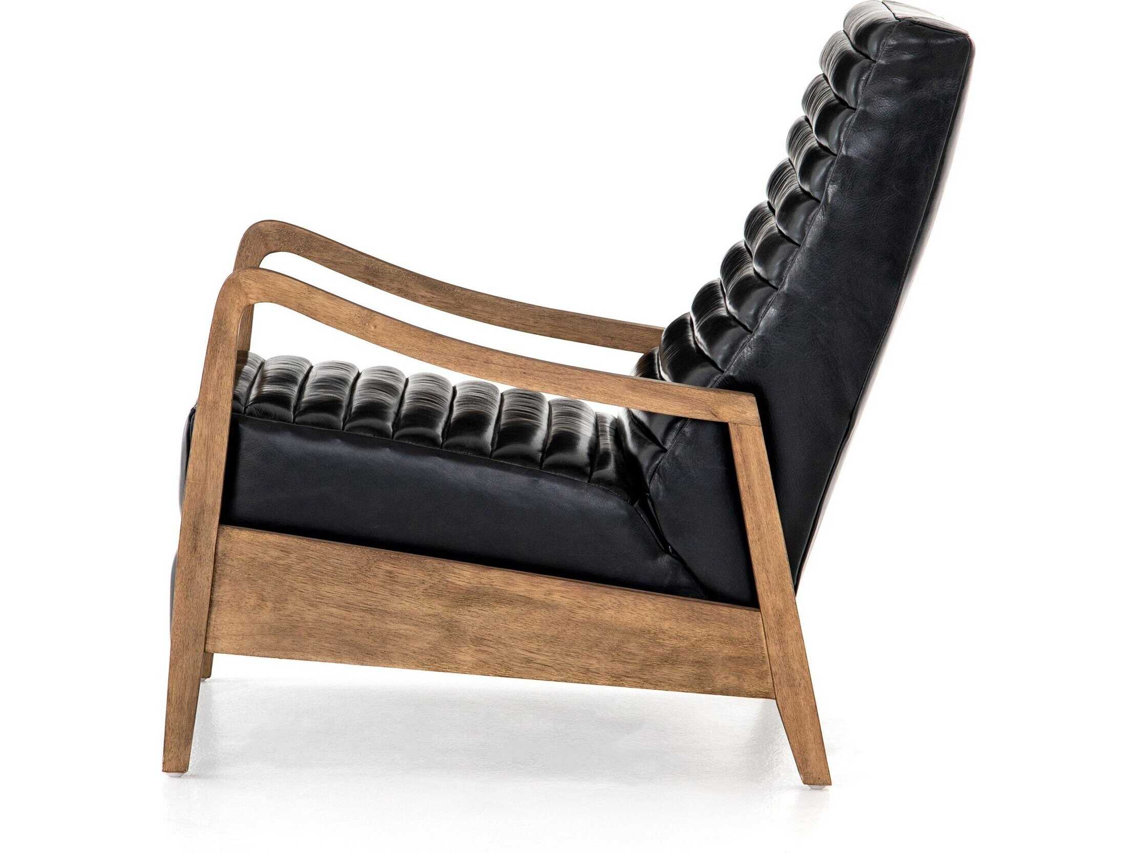 Four Hands Kensington Chance Dakota Black Distressed Natural Leather Recliner