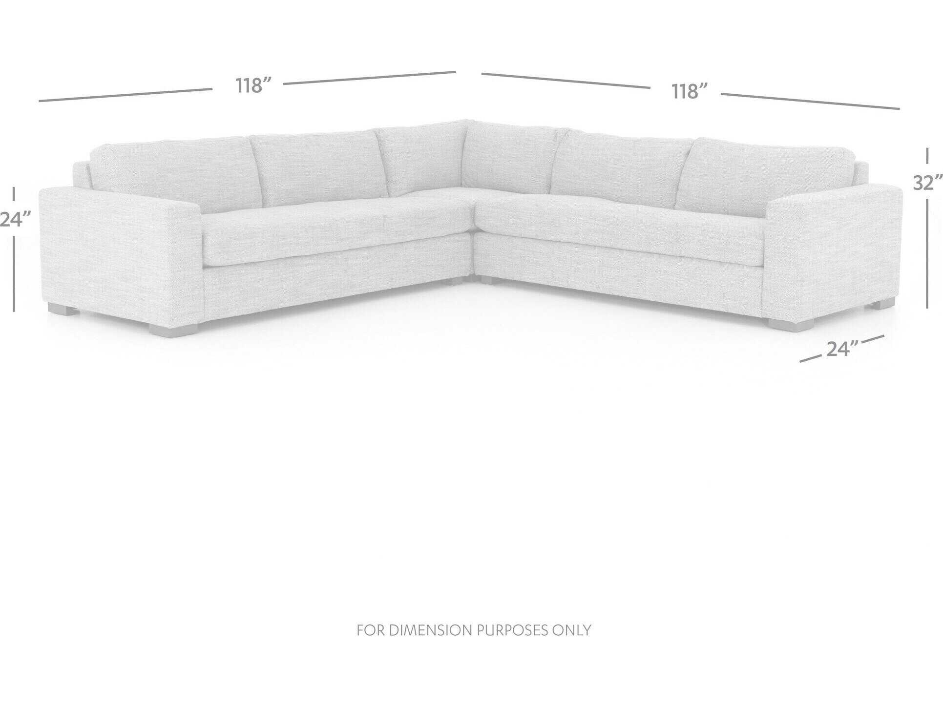 Four Hands Kensington Boone 3 - Piece Gray Upholstered Sectional Sofa