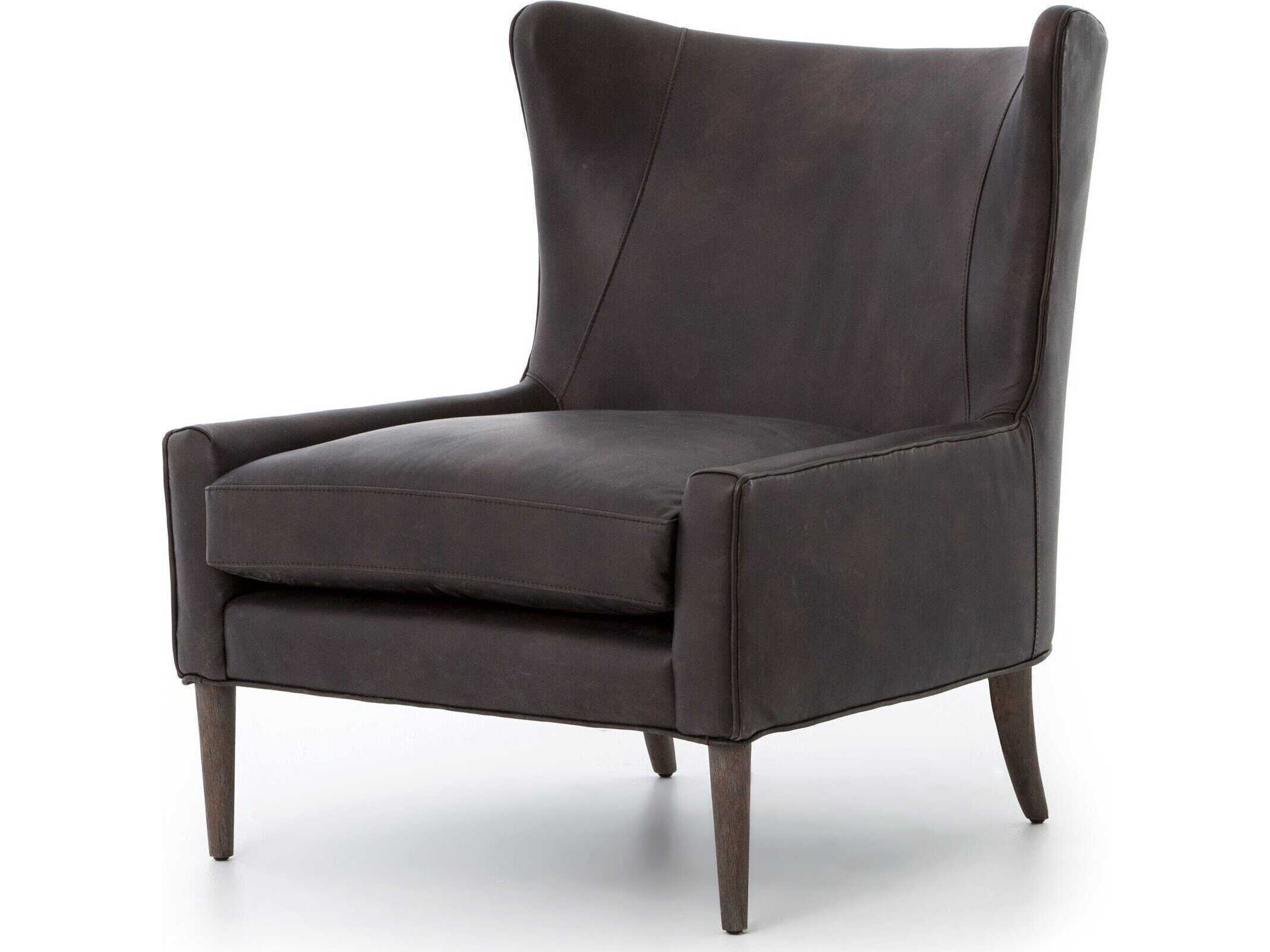 Four Hands Kensington Marlow Black Leather Accent Chair