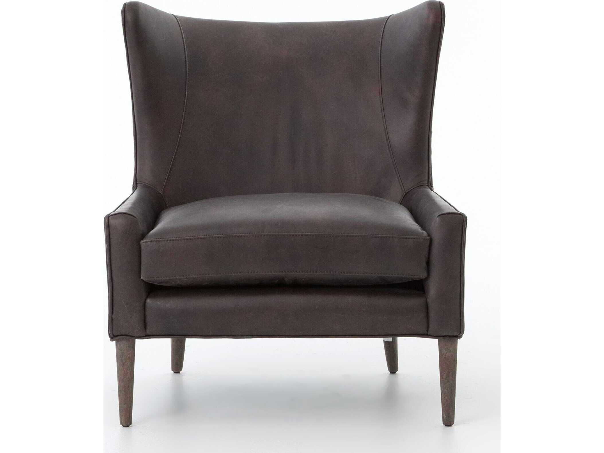 Four Hands Kensington Marlow Black Leather Accent Chair