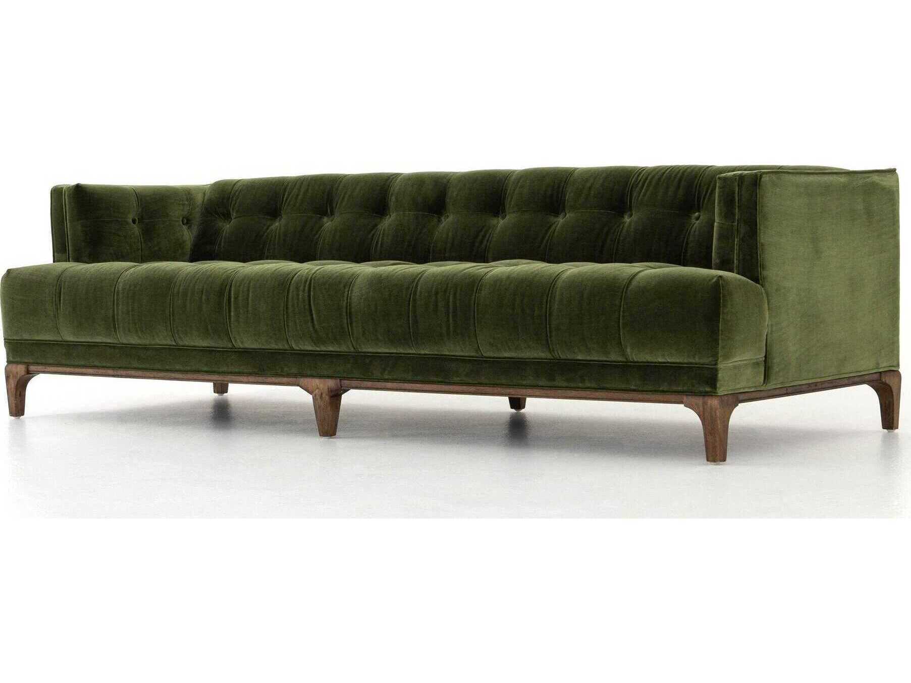 Four Hands Kensington Dylan Sapphire Olive Aspen Grey Green Upholstered Sofa